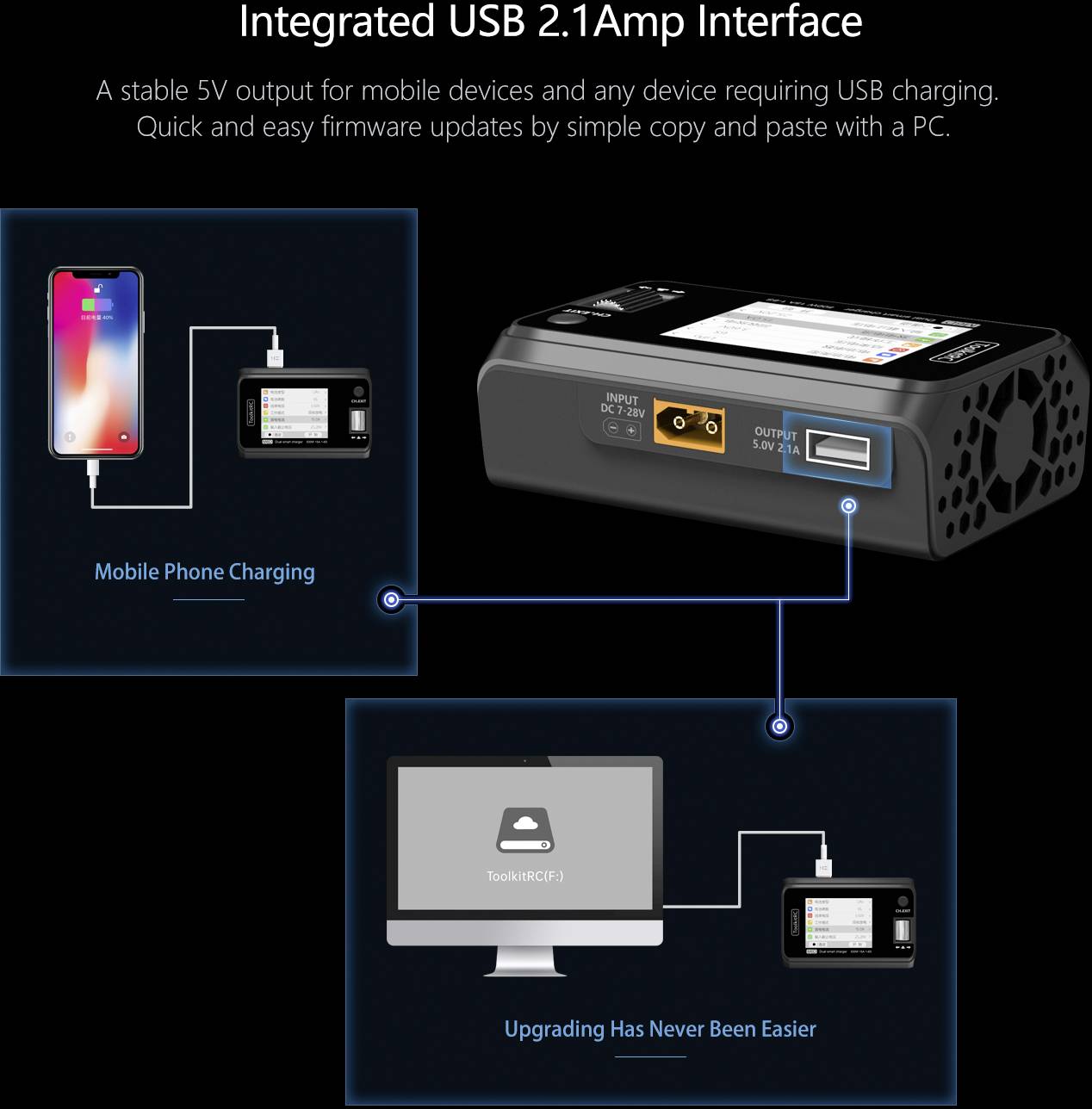 Toolkit RC Modellbau-Ladegerät 15 A LiPo, LiHV, LiFePO, LiIon, NiMH, Blei-Calcium