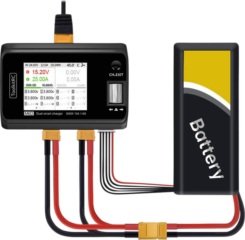 Toolkit RC Modellbau-Ladegerät 15 A LiPo, LiHV, LiFePO, LiIon, NiMH, Blei-Calcium