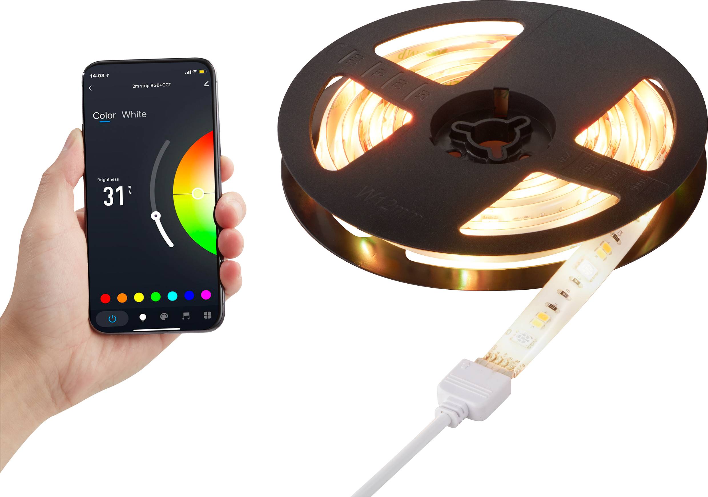 RGBW Tuya-App Stripes SY-4755426 LED-Lichtleiste mit Stecker 230V 2m RGBW, Warmweiß, Kaltweiß 1St.