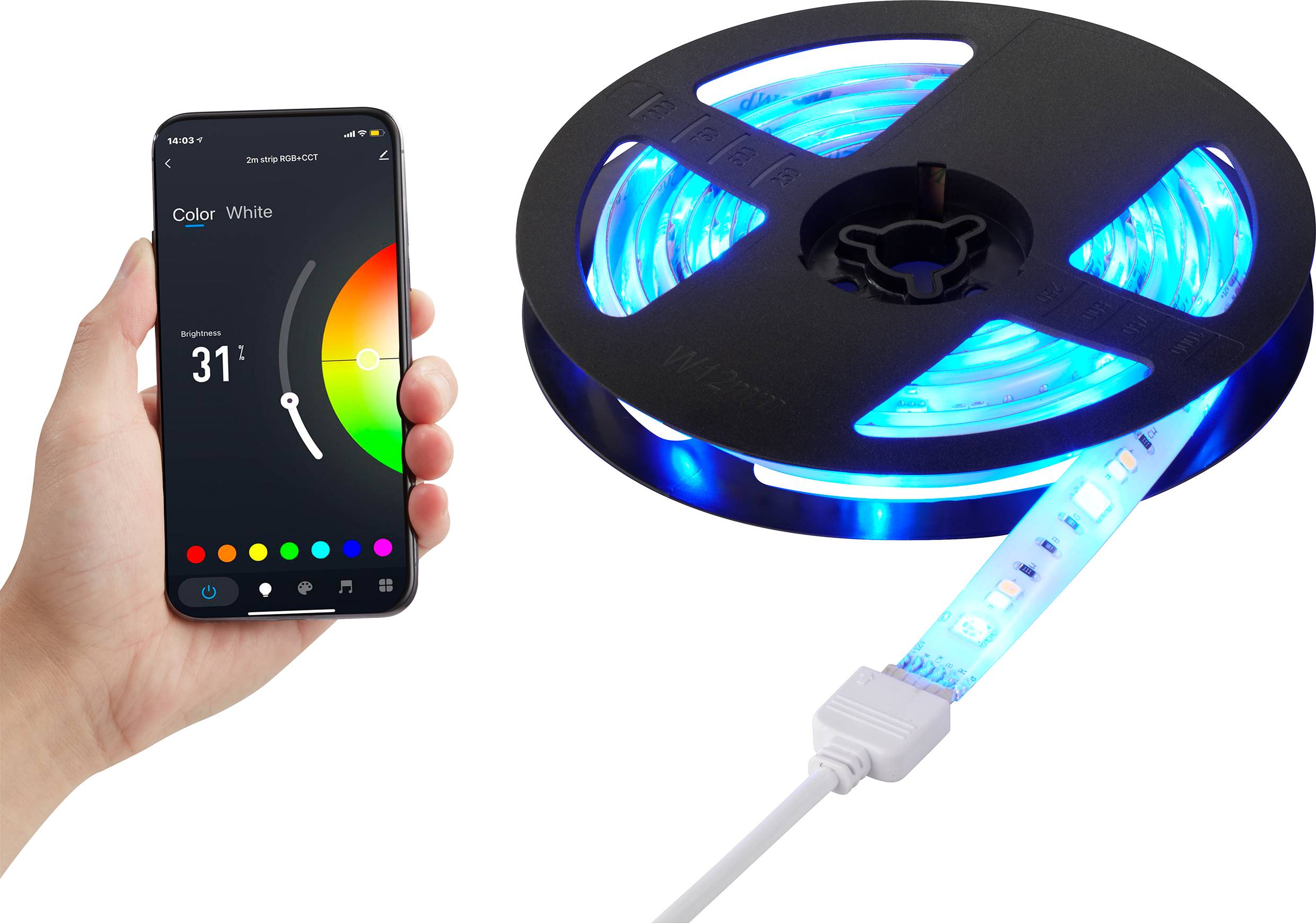 RGBW Tuya-App Stripes SY-4755426 LED-Lichtleiste mit Stecker 230V 2m RGBW, Warmweiß, Kaltweiß 1St.