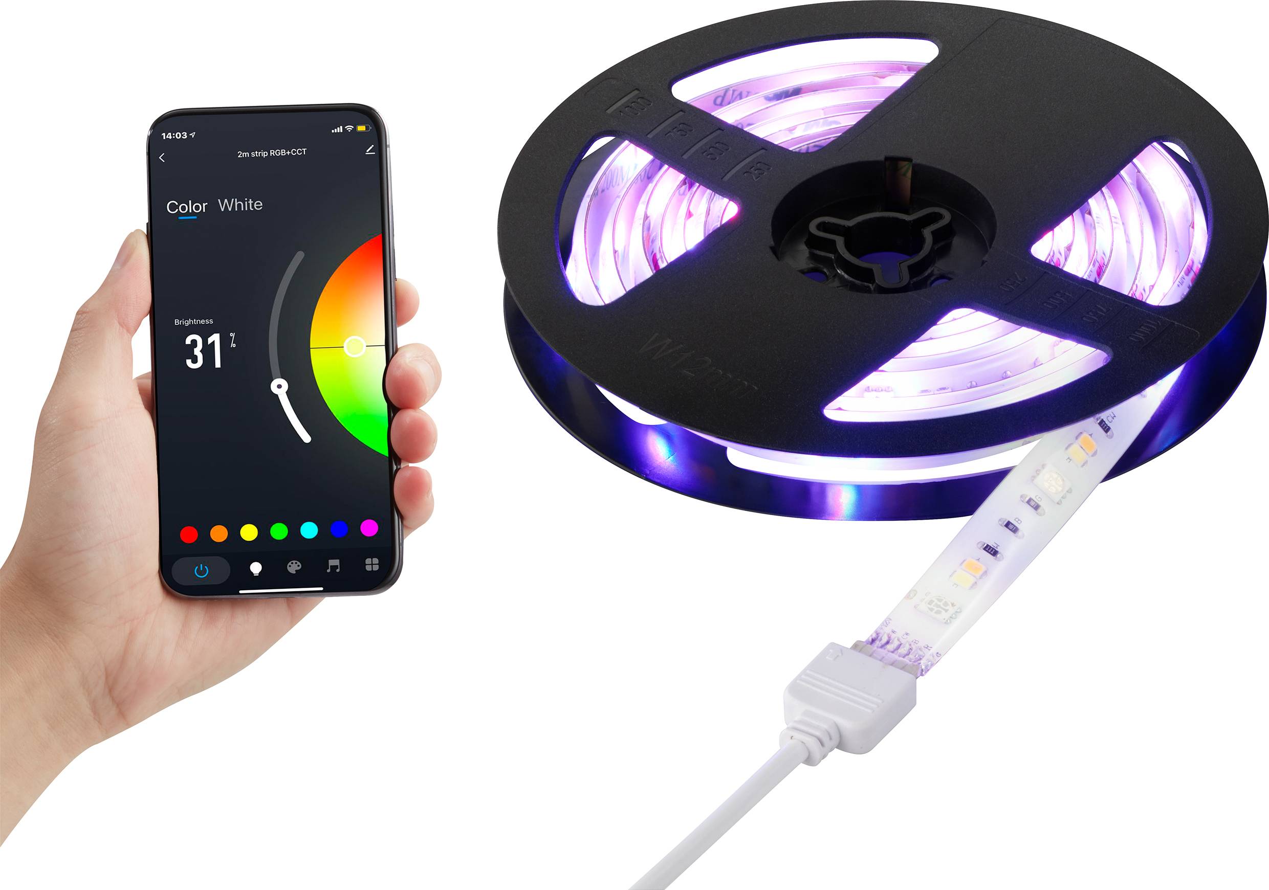 RGBW Tuya-App Stripes SY-4755426 LED-Lichtleiste mit Stecker 230V 2m RGBW, Warmweiß, Kaltweiß 1St.