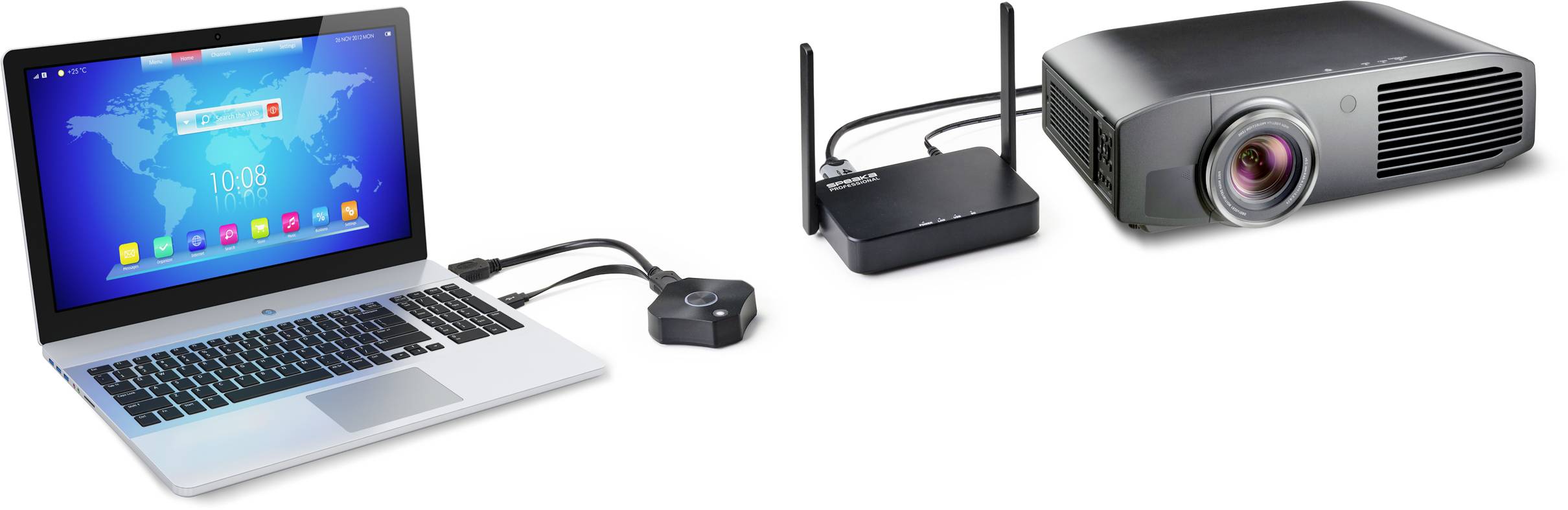 SpeaKa Professional SP-WTR-500 Drahtloses Full HD Präsentationssystem 30m