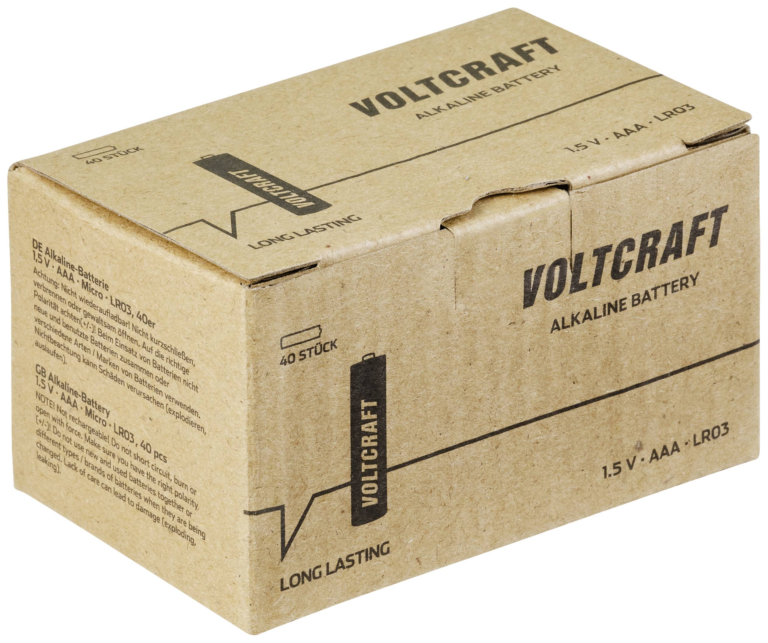 VOLTCRAFT Industrial LR03 Micro (AAA)-Batterie Alkali-Mangan 1300 mAh 1.5 V 40 St.