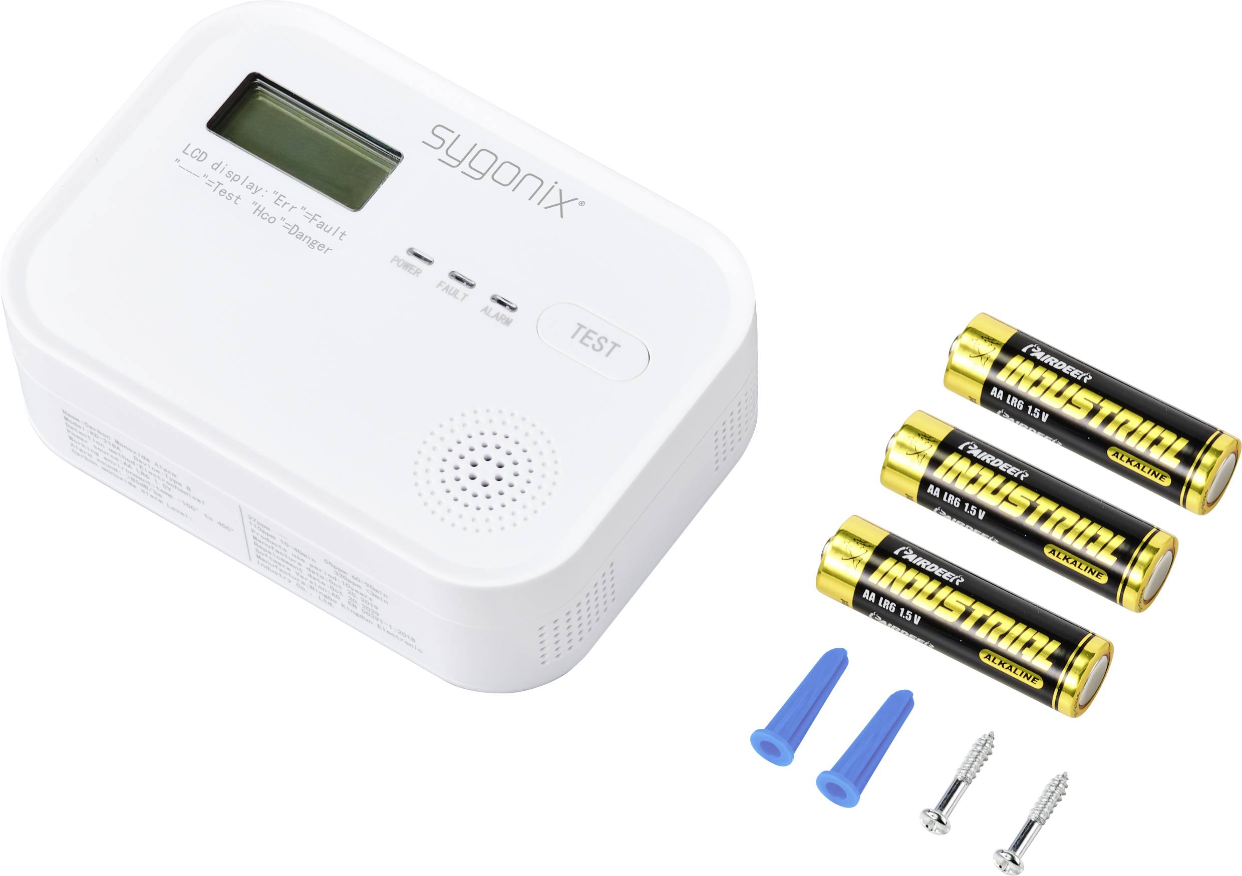 Sygonix Kohlenmonoxid-Melder mit internem Sensor batteriebetrieben detektiert Kohlenmonoxid