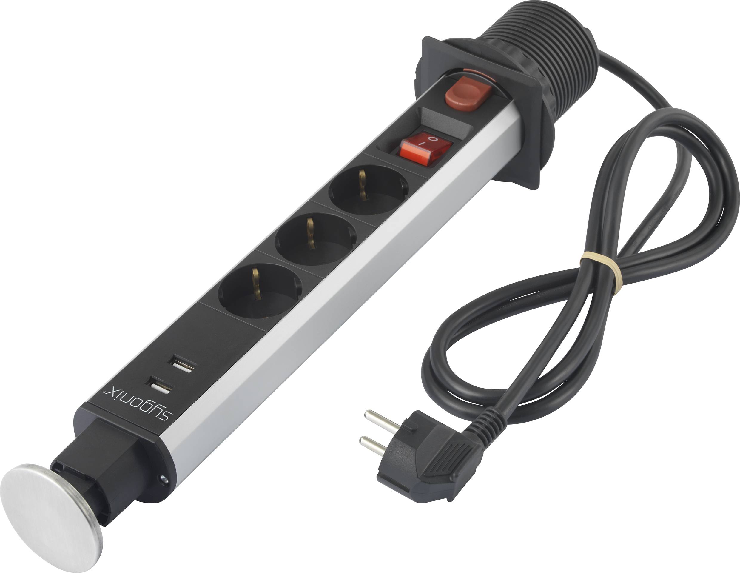 Sygonix SY-4755590 Einbau-Steckdosenleiste Schwarz, Silber Schutzkontakt 1St.