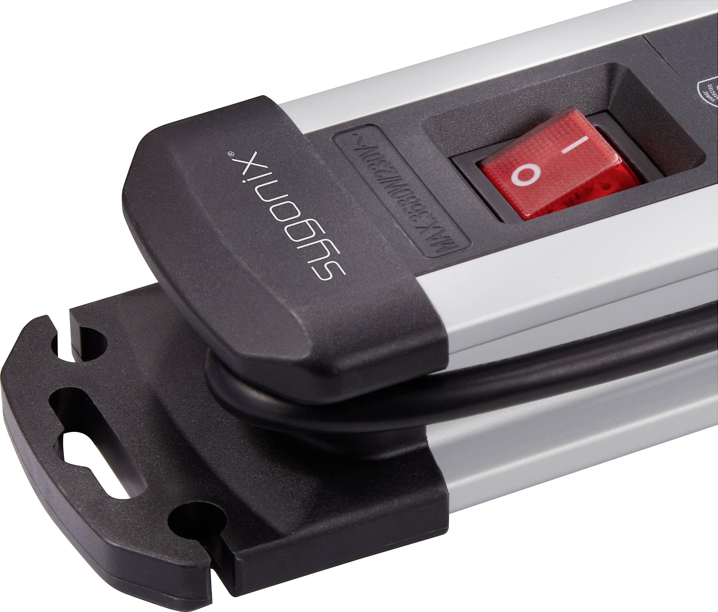 Sygonix SY-4755606 Überspannungsschutz-Steckdosenleiste 8fach Silber, Schwarz 1St.