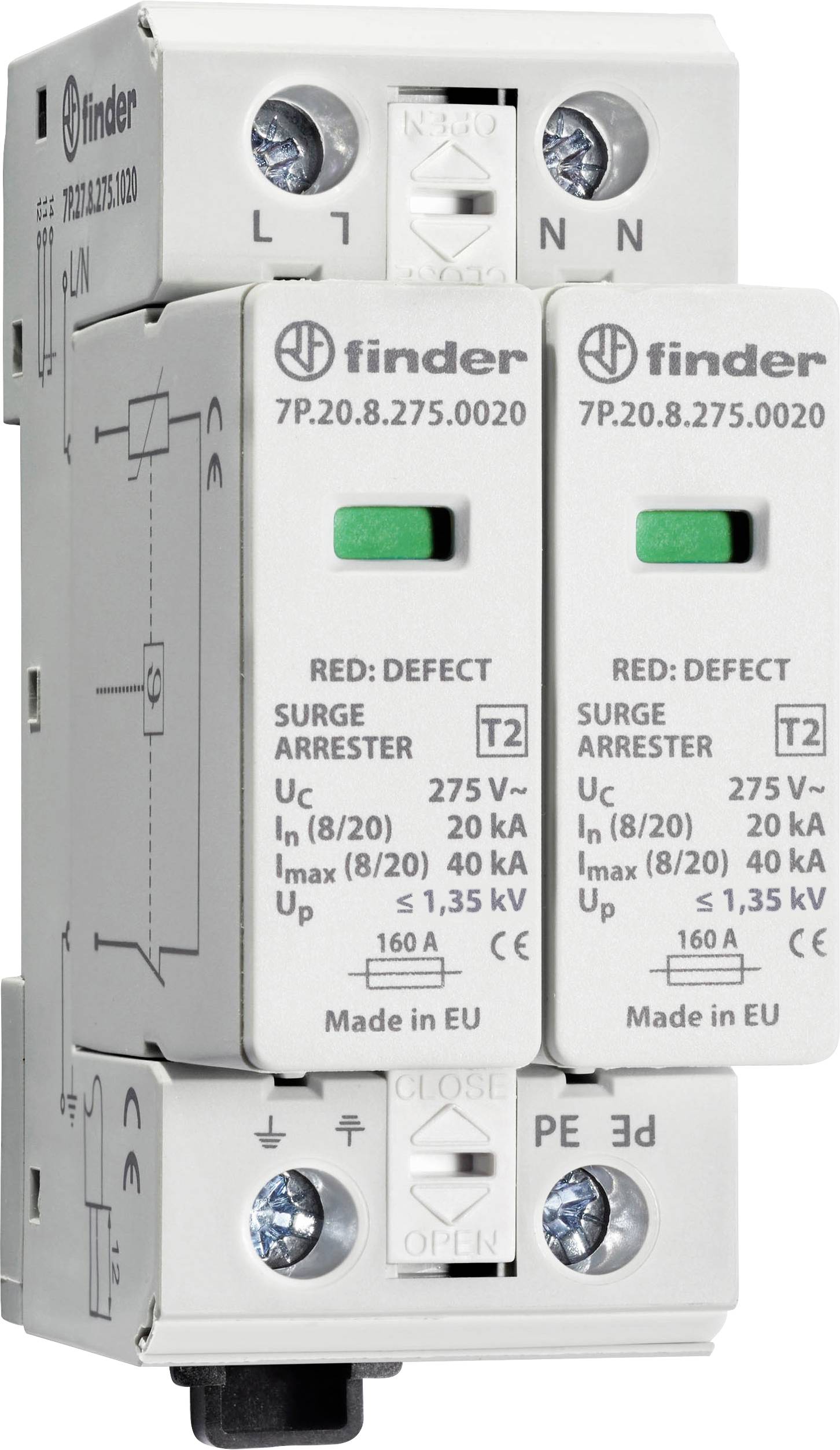 Finder 7P.27.8.275.1020 7P.27.8.275.1020 Überspannungsschutz-Ableiter Überspannungsschutz für: Verteilerschrank 1St.
