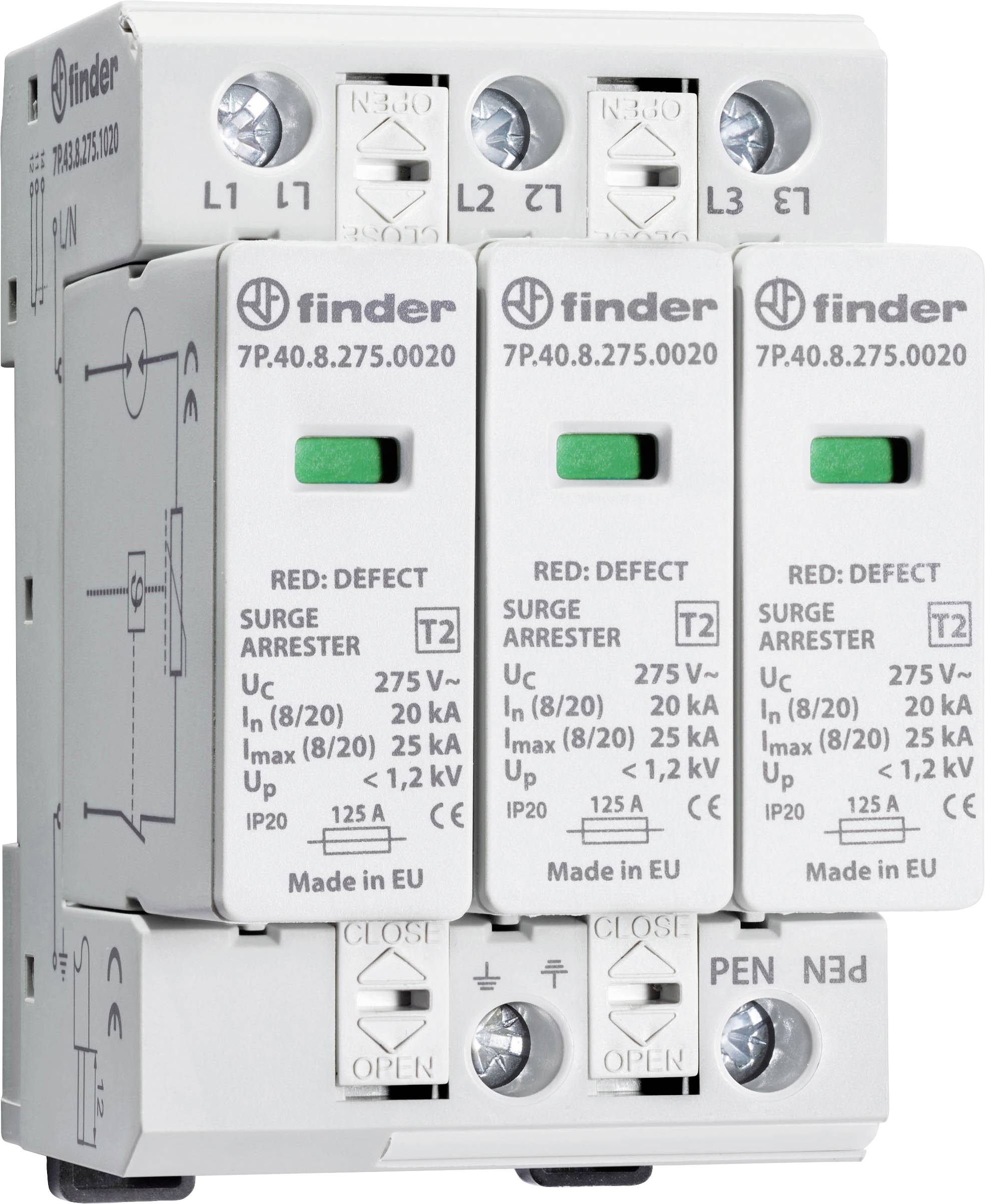 Finder 7P.43.8.275.1020 7P.43.8.275.1020 Überspannungsschutz-Ableiter Überspannungsschutz für: Verteilerschrank 1St.