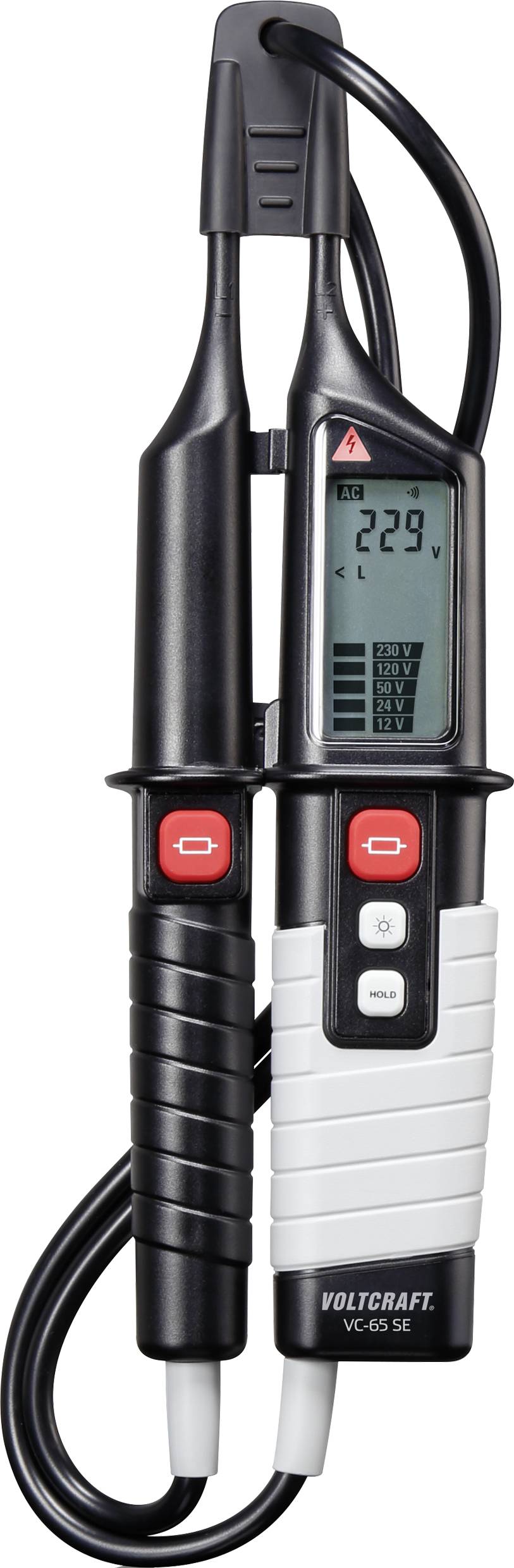 VOLTCRAFT VC-65 SE Zweipoliger Spannungsprüfer kalibriert (DAkkS-akkreditiertes Labor) CAT III 1000 V, CAT IV 600V Akustik, LCD