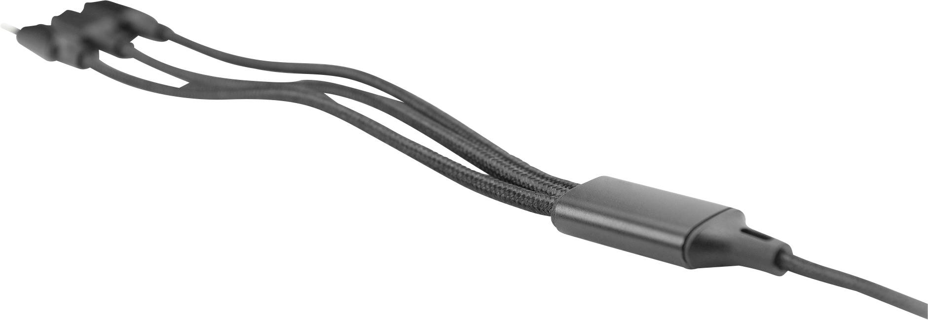 Ein schwarzer USB-Hub mit drei Anschlüssen, geeignet zum gleichzeitigen Anschließen mehrerer USB-Geräte an einen Computer oder Laptop.