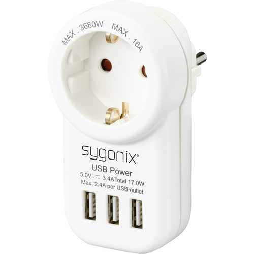 Sygonix SY-4755856 Zwischensteckdose mit USB Weiß