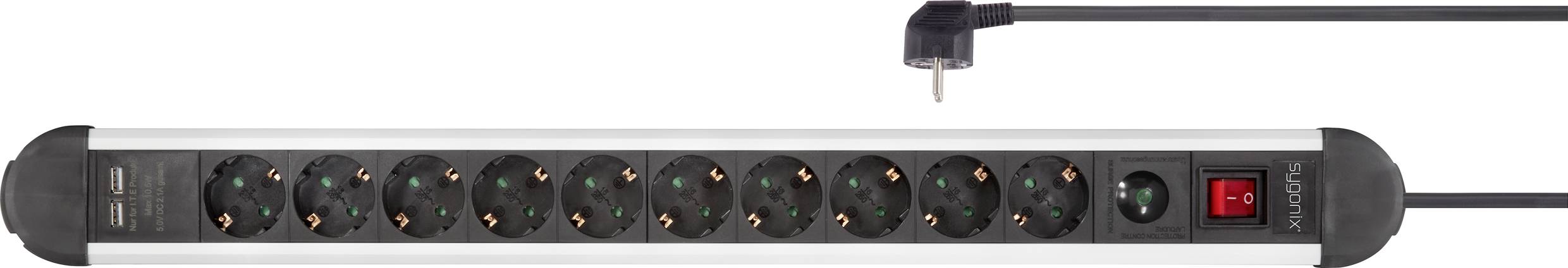 Sygonix SY-4755858 Überspannungsschutz-Steckdosenleiste Silber, Schwarz Schutzkontakt 1St.