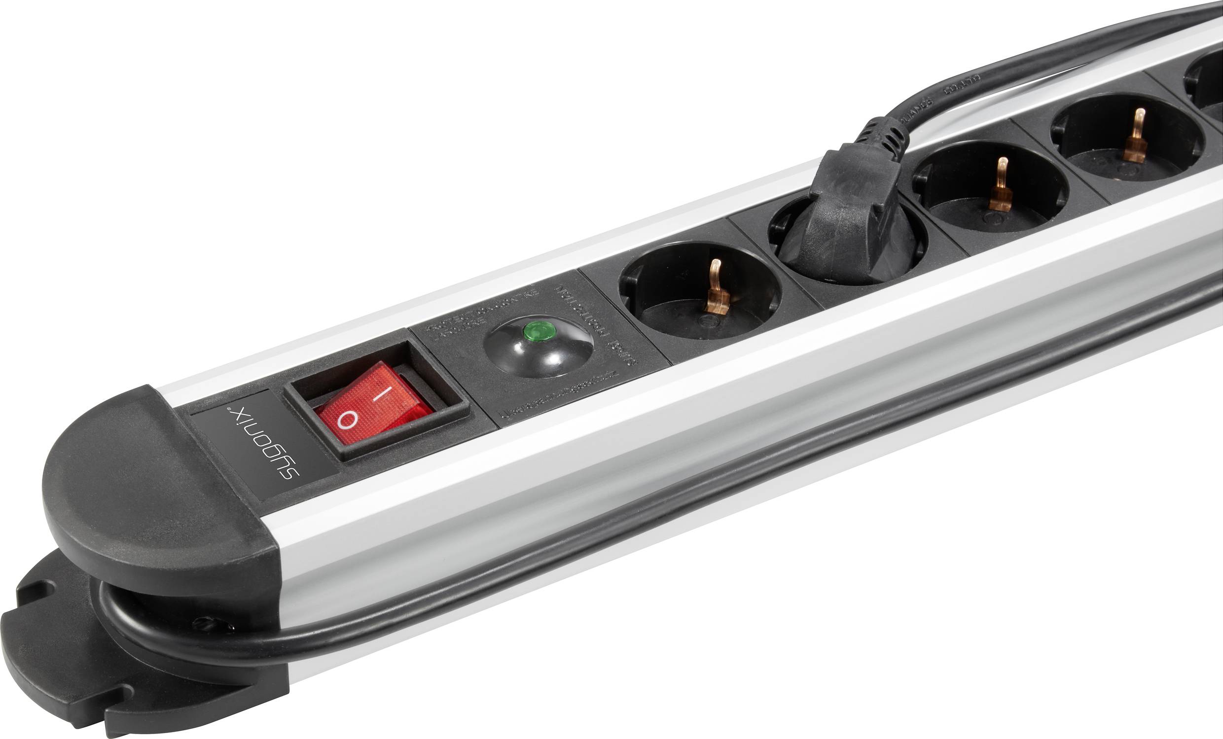 Sygonix SY-4755858 Überspannungsschutz-Steckdosenleiste Silber, Schwarz Schutzkontakt 1St.