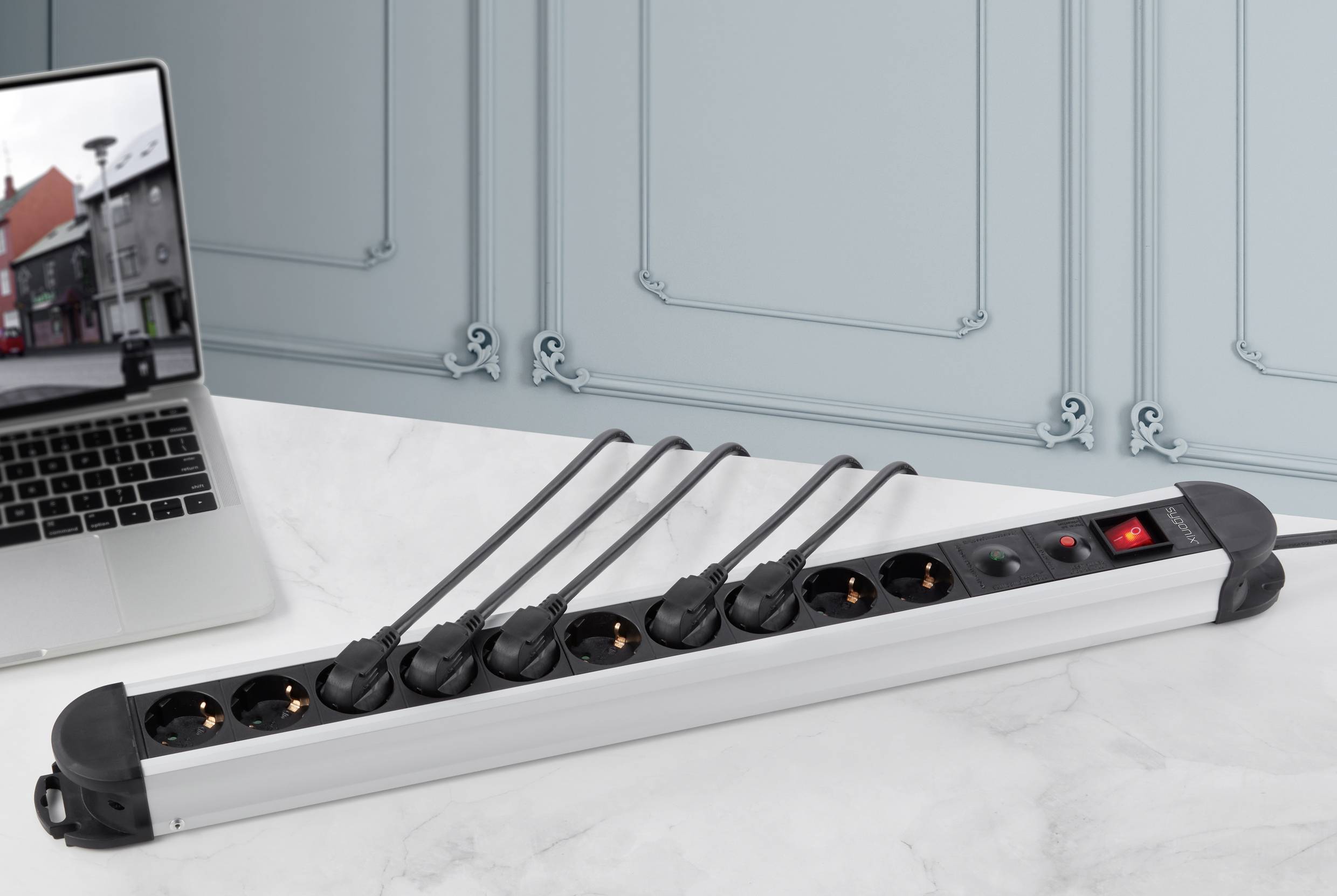 Sygonix SY-4755860 Überspannungsschutz-Steckdosenleiste Silber, Schwarz Schutzkontakt 1St.