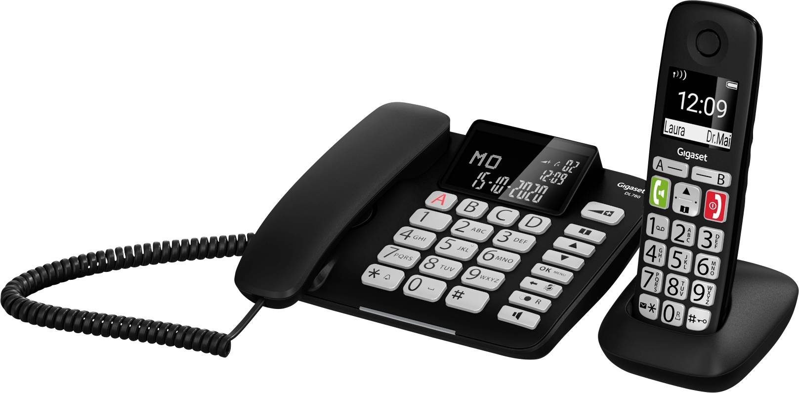 Gigaset DL780 Plus Schnurgebundenes Telefon, analog inkl. Mobilteil Schwarz