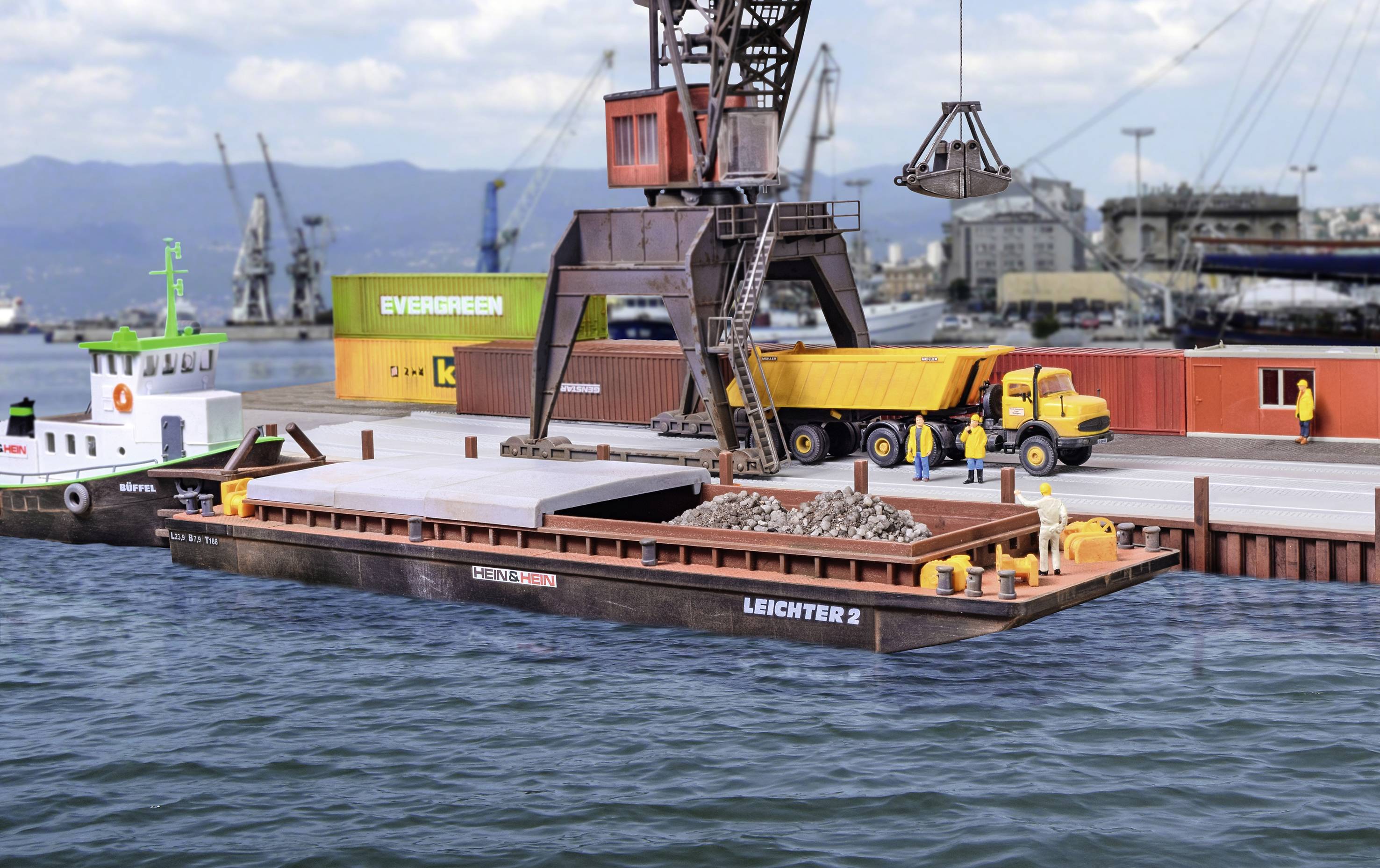 Kibri 38522 H0 Boot/Schiff Modell Schubleichter für Schüttgüter oder Container