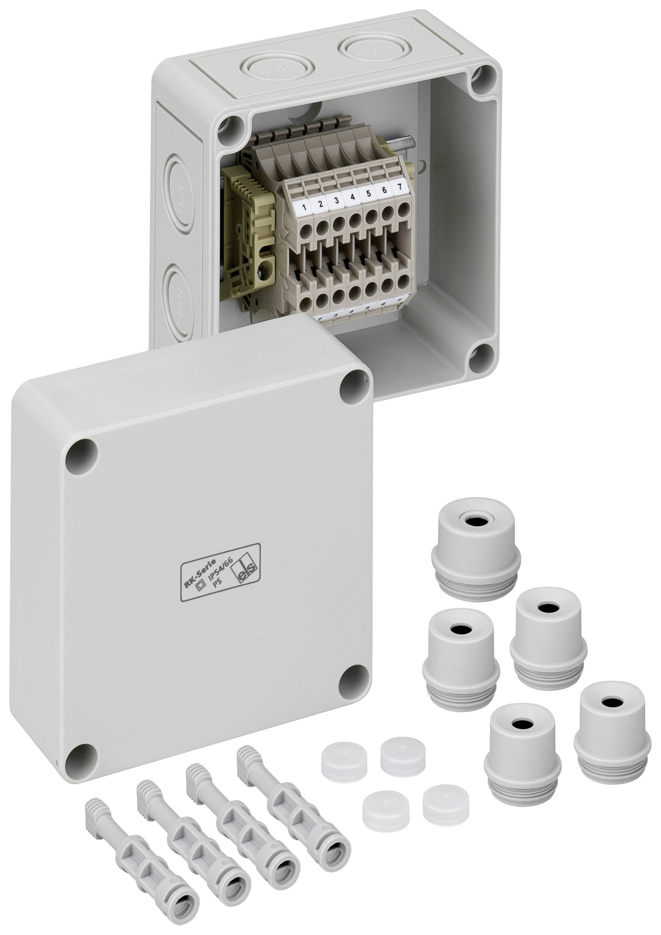 Spelsberg RK 4/07-7x4q Reihenklemmen-Gehäuse 110 x 110 x 90 Kunststoff Grau 1St.
