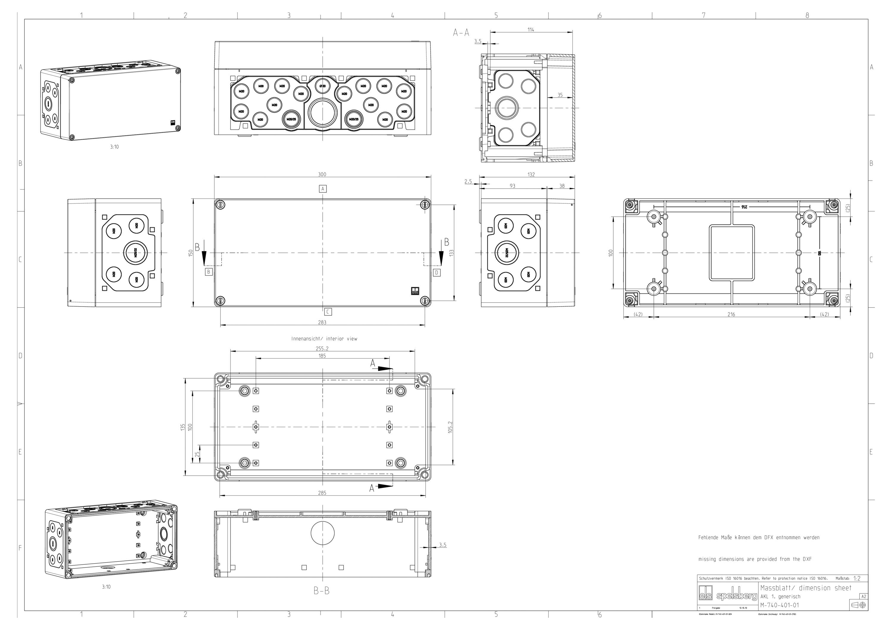 Spelsberg RKA 4/34-L Reihenklemmen-Gehäuse 150 x 300 x 132 Kunststoff Grau 1St.