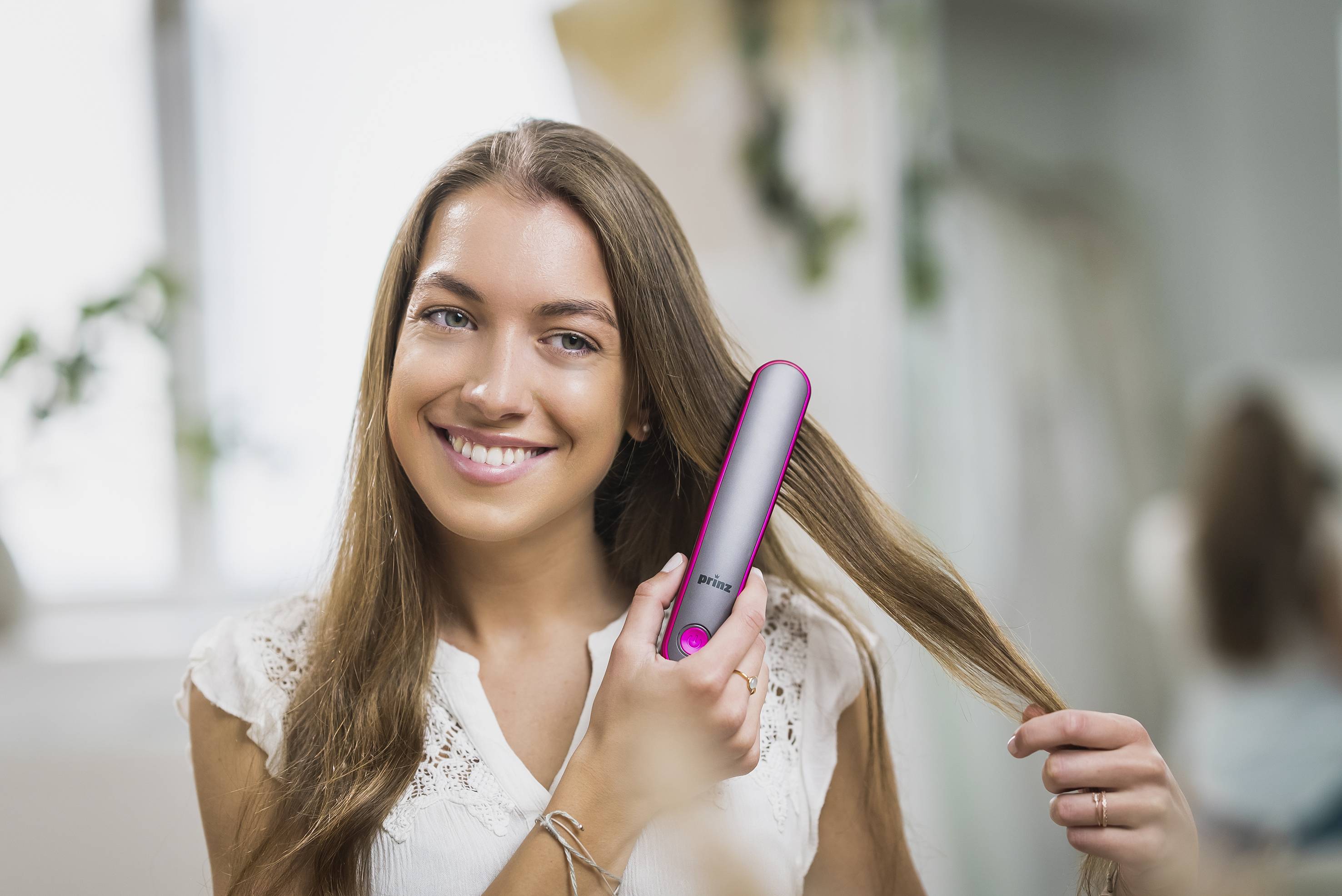 Prinz PZ-AHGB1 Glättungsbürste Anthrazit, Pink mit Ionisierung