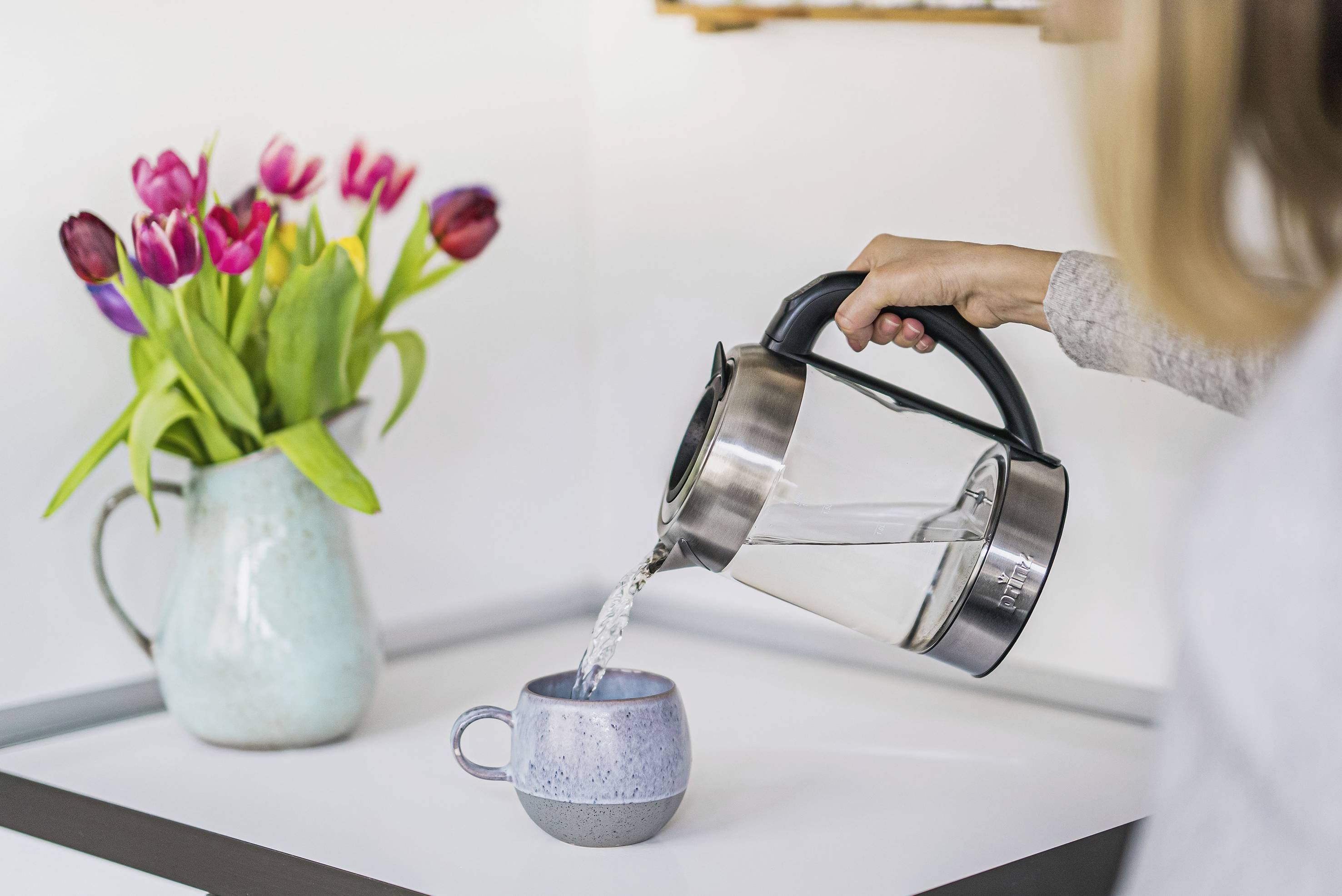 Prinz PZ-GWK1 Wasserkocher schnurlos, Überhitzungsschutz Glas, Edelstahl