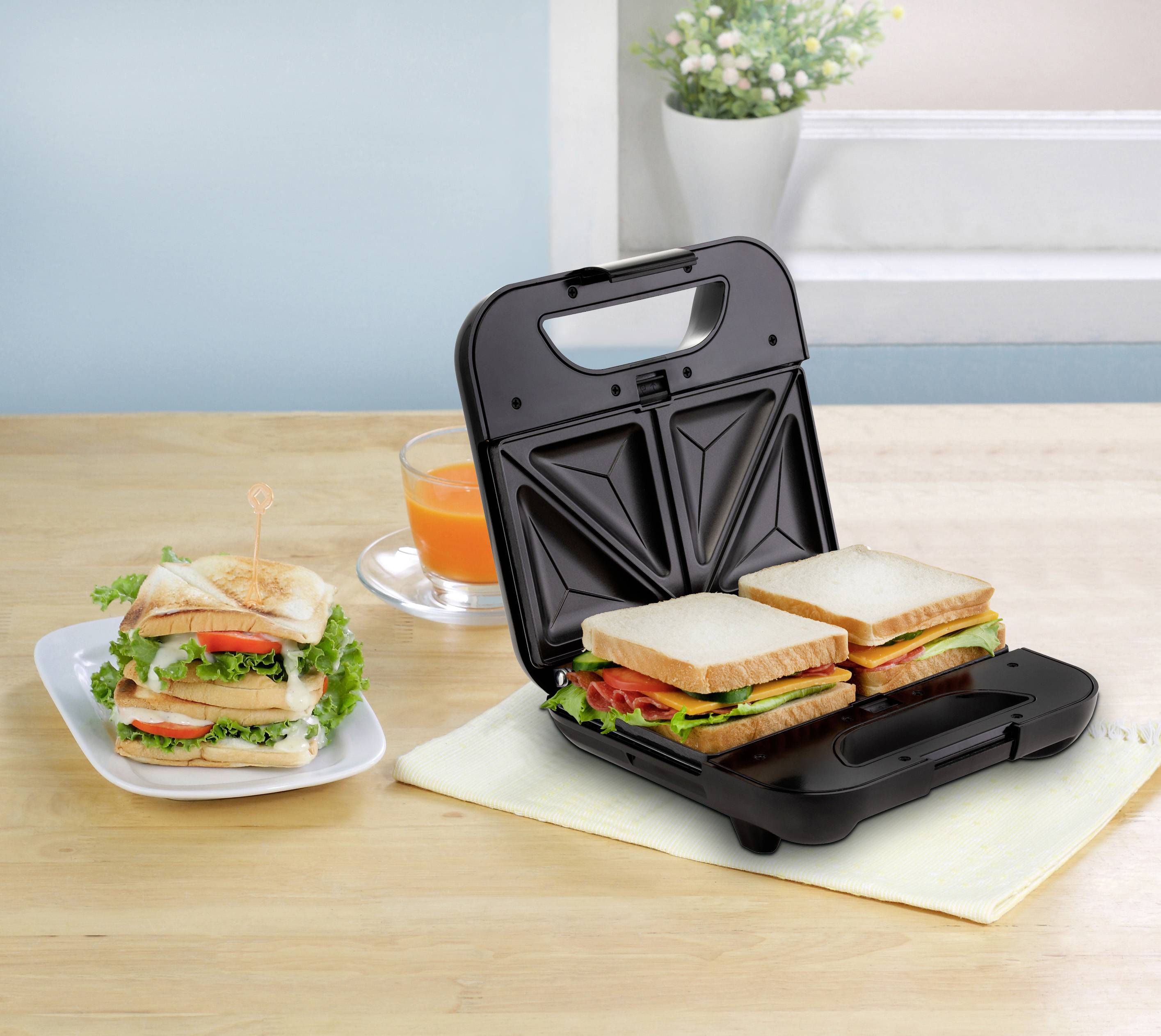 Prinz PZ-SAM2 Sandwichmaker Antihaftbeschichtung, Grillfunktion, inkl. wechselbarer Zusatzplatten, Automatische