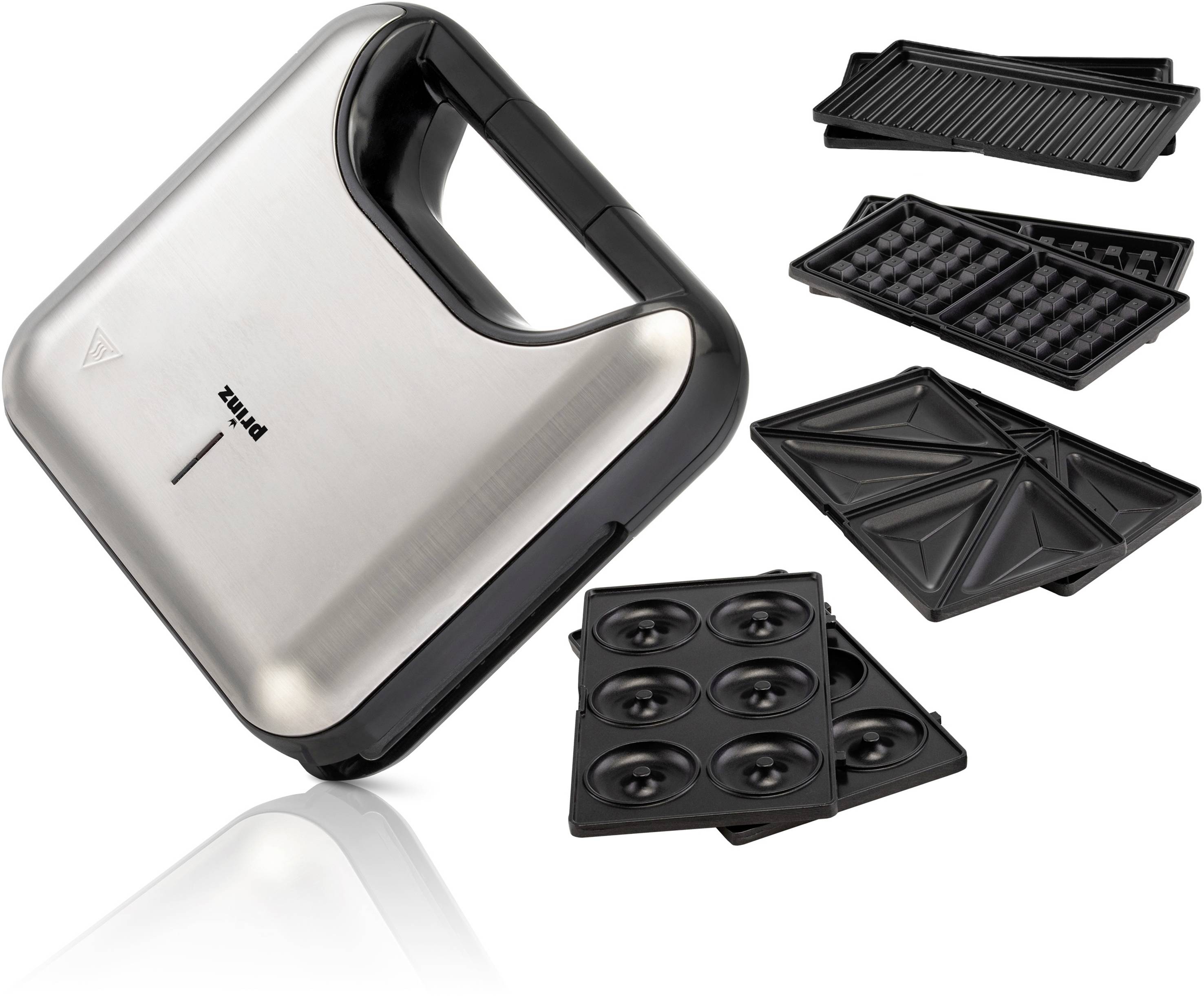Prinz PZ-SAM2 Sandwichmaker Antihaftbeschichtung, Grillfunktion, inkl. wechselbarer Zusatzplatten, Automatische