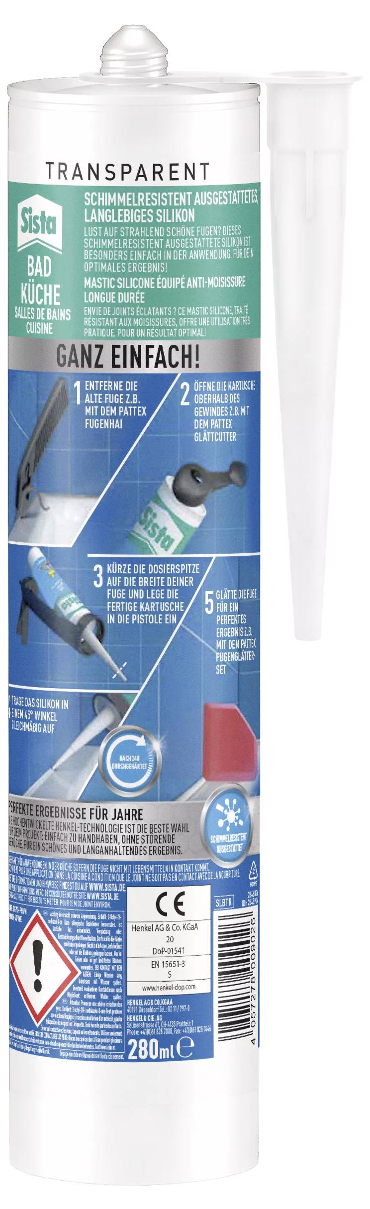 Sista SLBTR Sanitär-Silikon Herstellerfarbe Transparent SLBTR 280ml