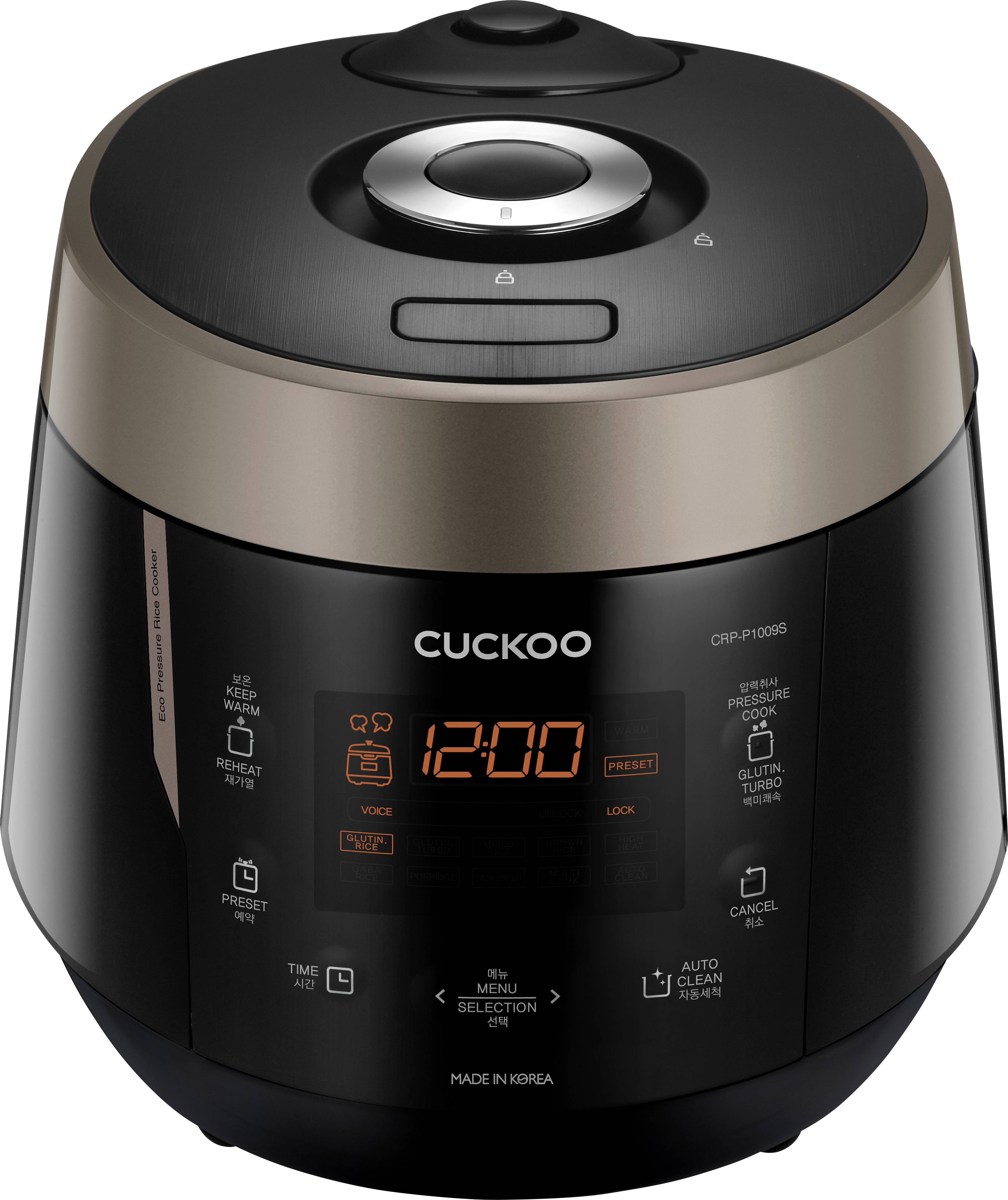 Cuckoo CRP-P1009S Reiskocher Schwarz mit Display, mit Dampfgarfunktion, Überhitzungsschutz