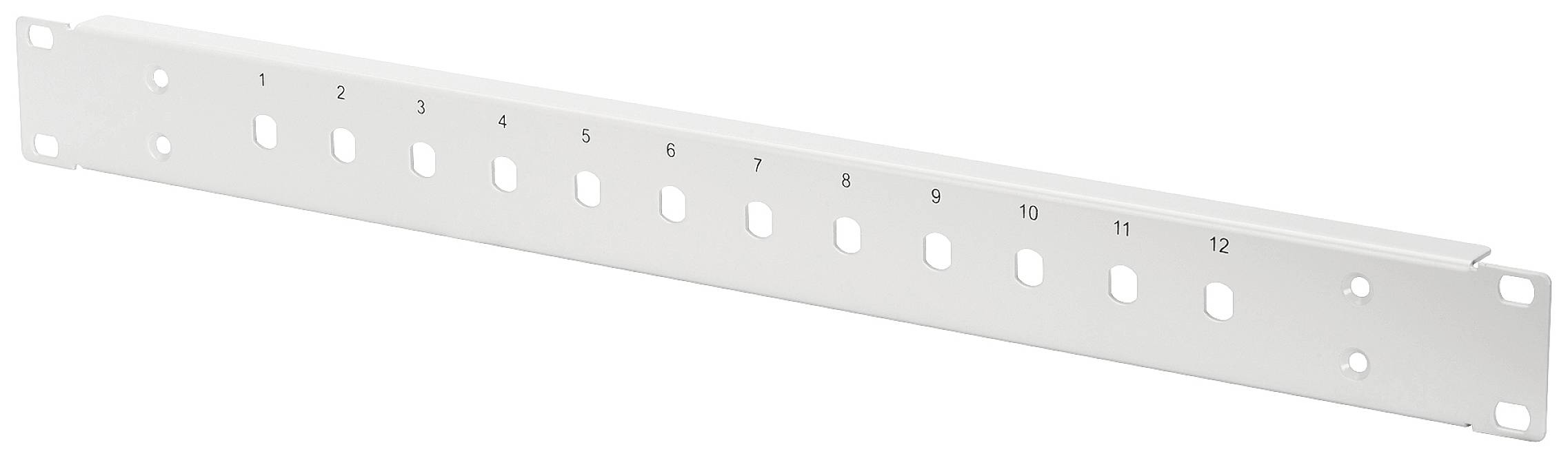 Metallschiene mit Lochungen und Zahlen 1 bis 12, zur Befestigung und Kennzeichnung an Wänden oder in Schaltschränken.