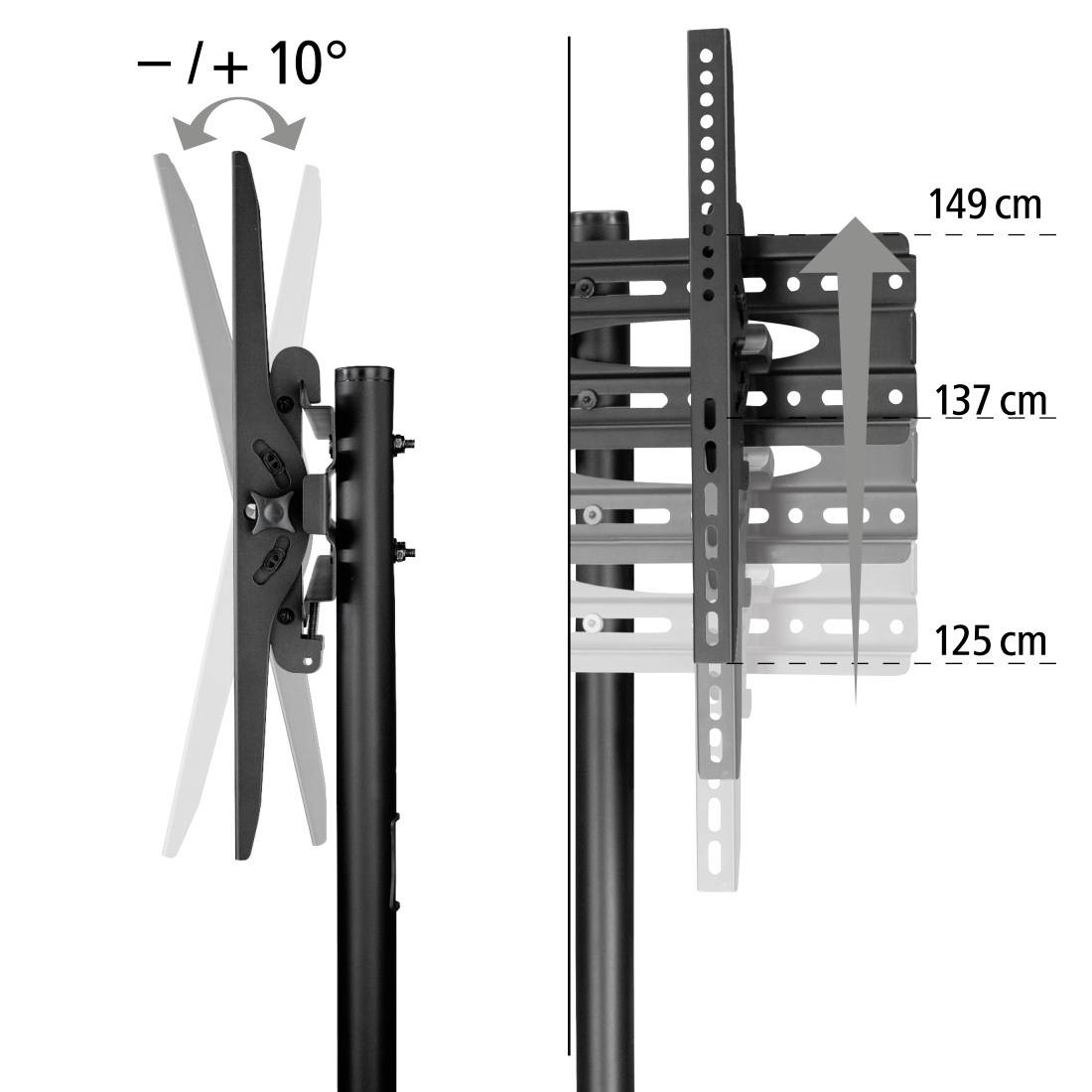 Hama Trolley TV-Rollwagen 81,3 cm (32") - 177,8 cm (70") Notebook-Ablage, Neigbar, Höhenverstellbar