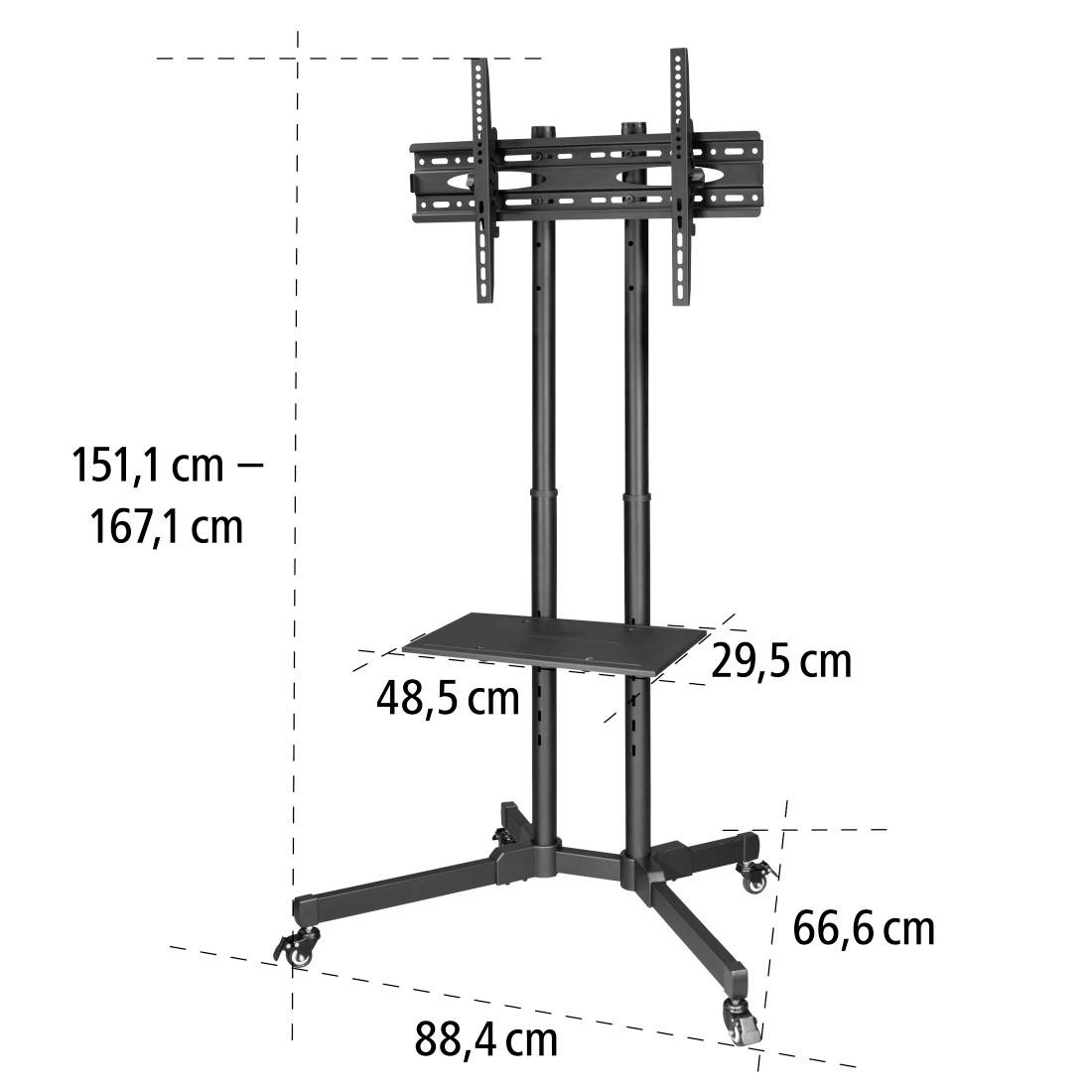 Hama Trolley TV-Rollwagen 81,3 cm (32") - 177,8 cm (70") Notebook-Ablage, Neigbar, Höhenverstellbar