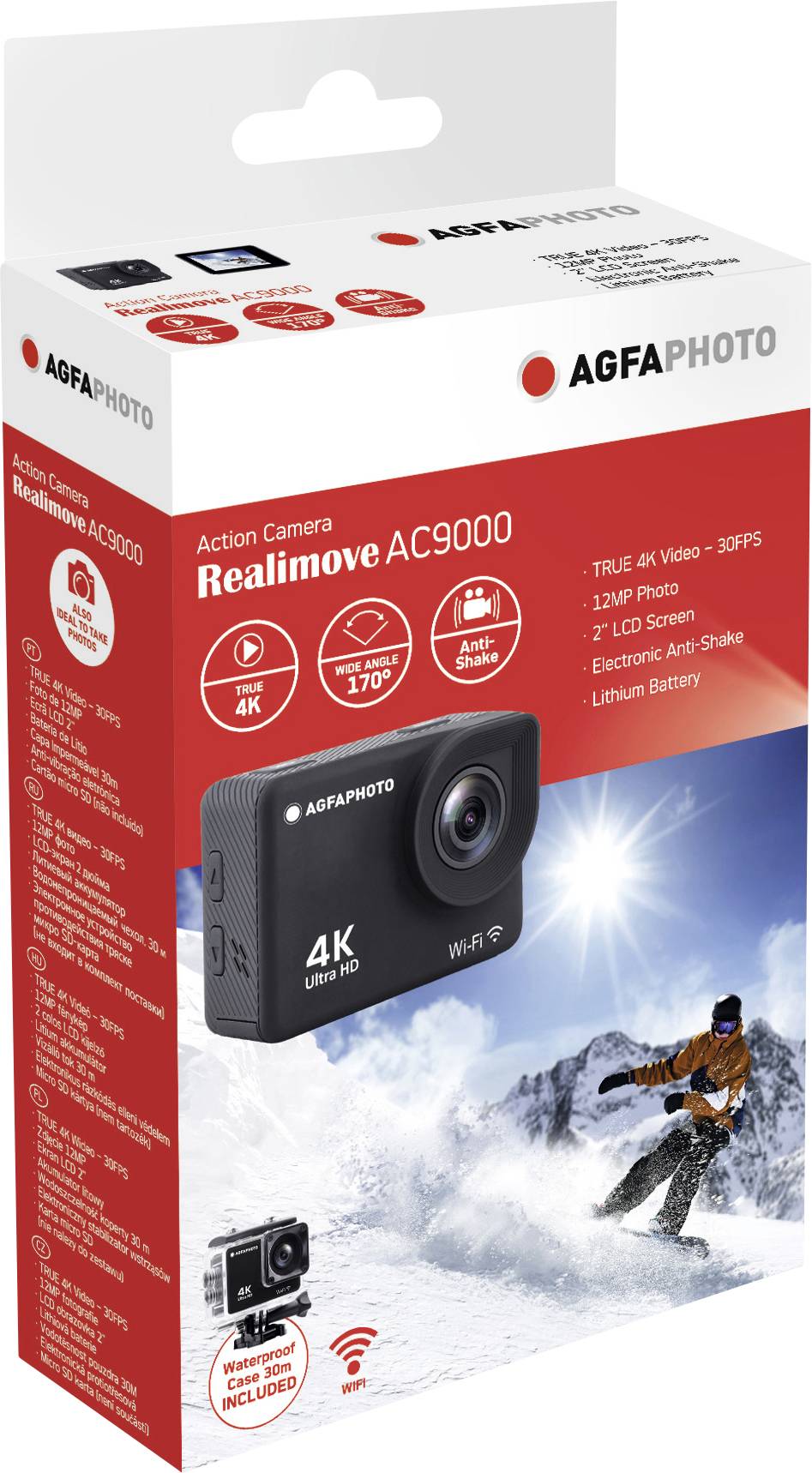 AgfaPhoto Action Cam Action Cam 4K, Wasserfest, WLAN, Zeitlupe/Zeitraffer