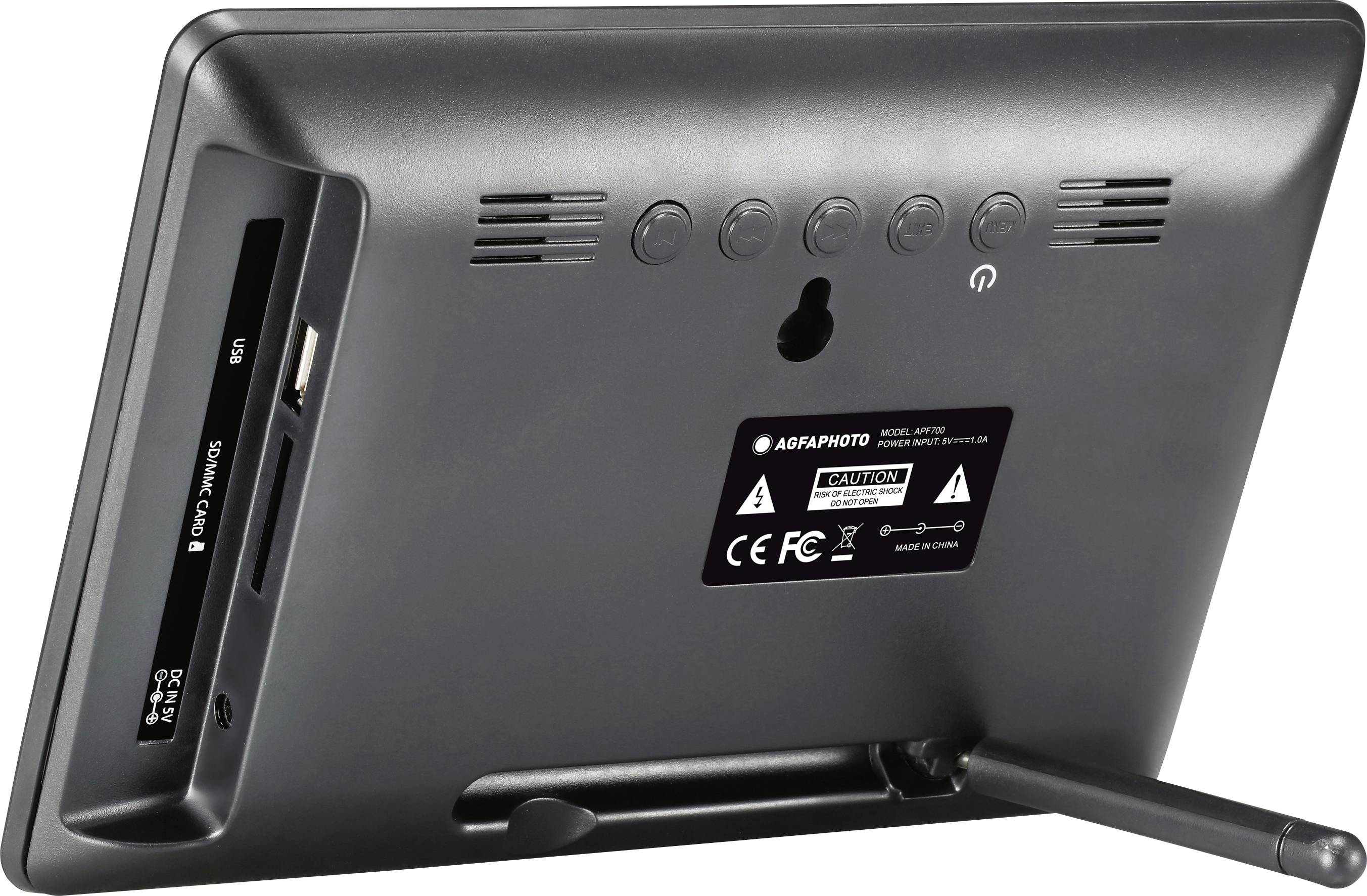 AgfaPhoto Foto Frame Digitaler Bilderrahmen 17.8 cm 7 Zoll 1024 x 600 Pixel 8 MB Schwarz