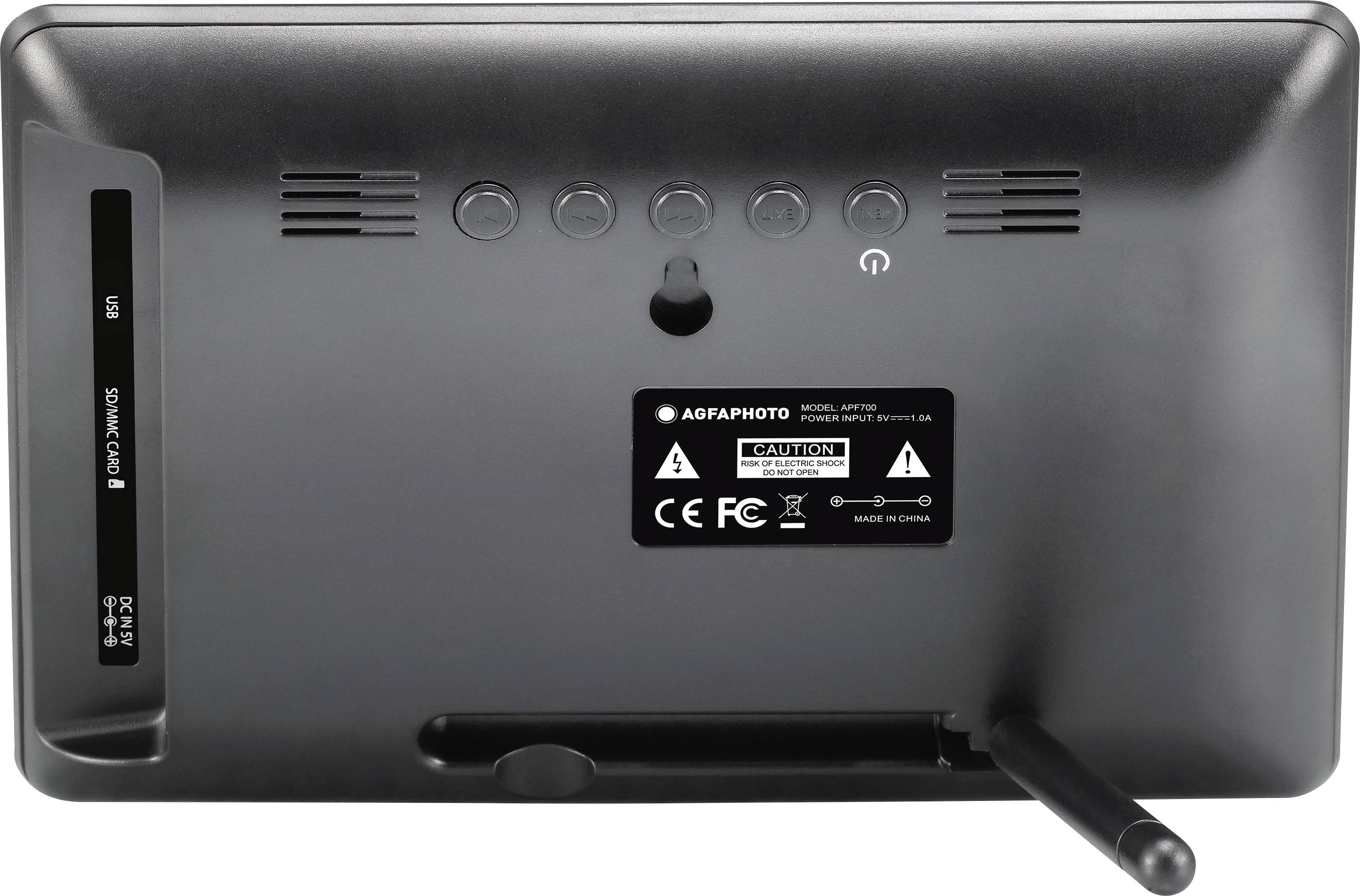 AgfaPhoto Foto Frame Digitaler Bilderrahmen 17.8 cm 7 Zoll 1024 x 600 Pixel 8 MB Schwarz