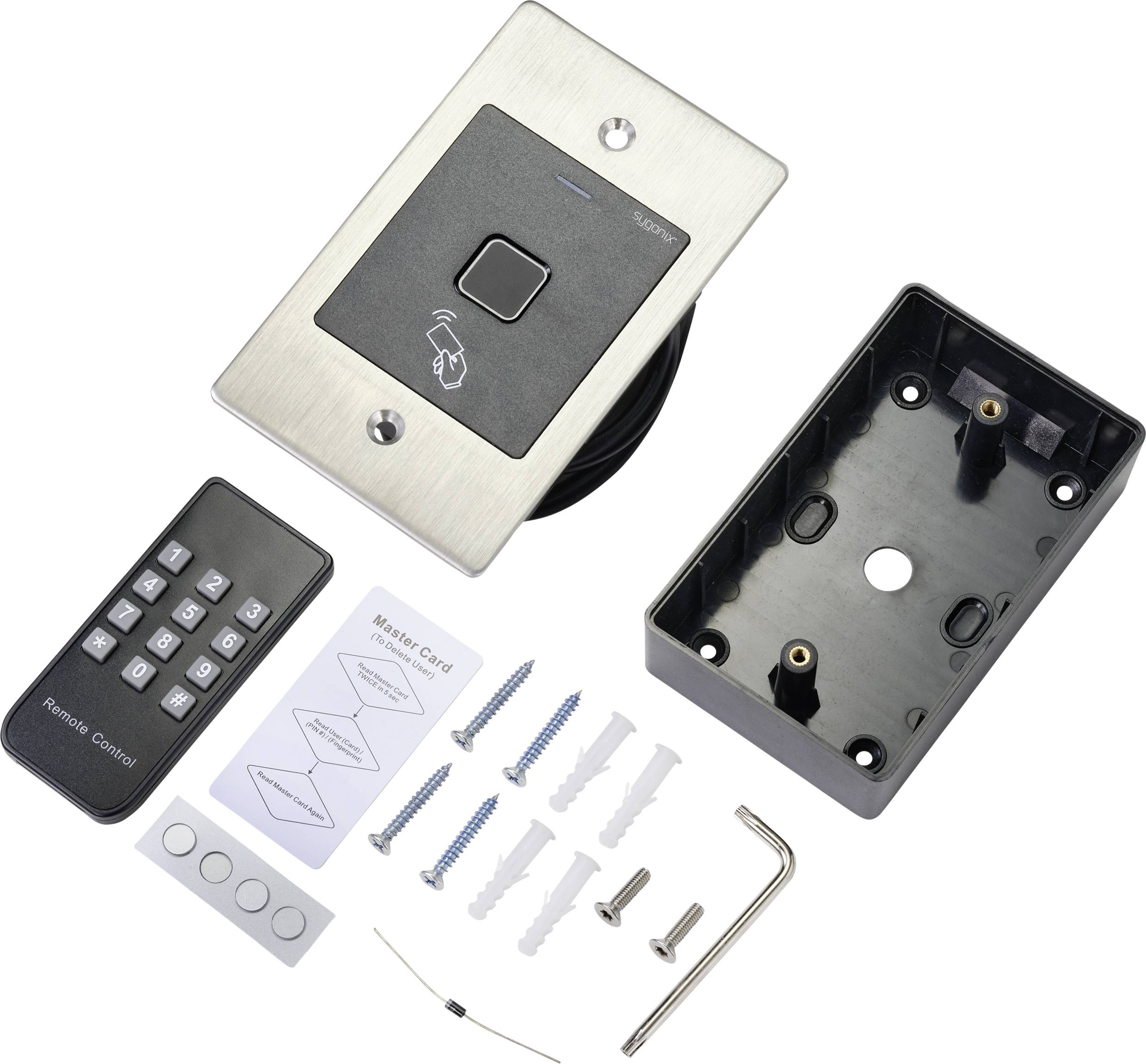 Sygonix SY-4760958 Fingerprint/RFID Zugangssystem Unterputz 12 V/DC, 18 V/DC IP66
