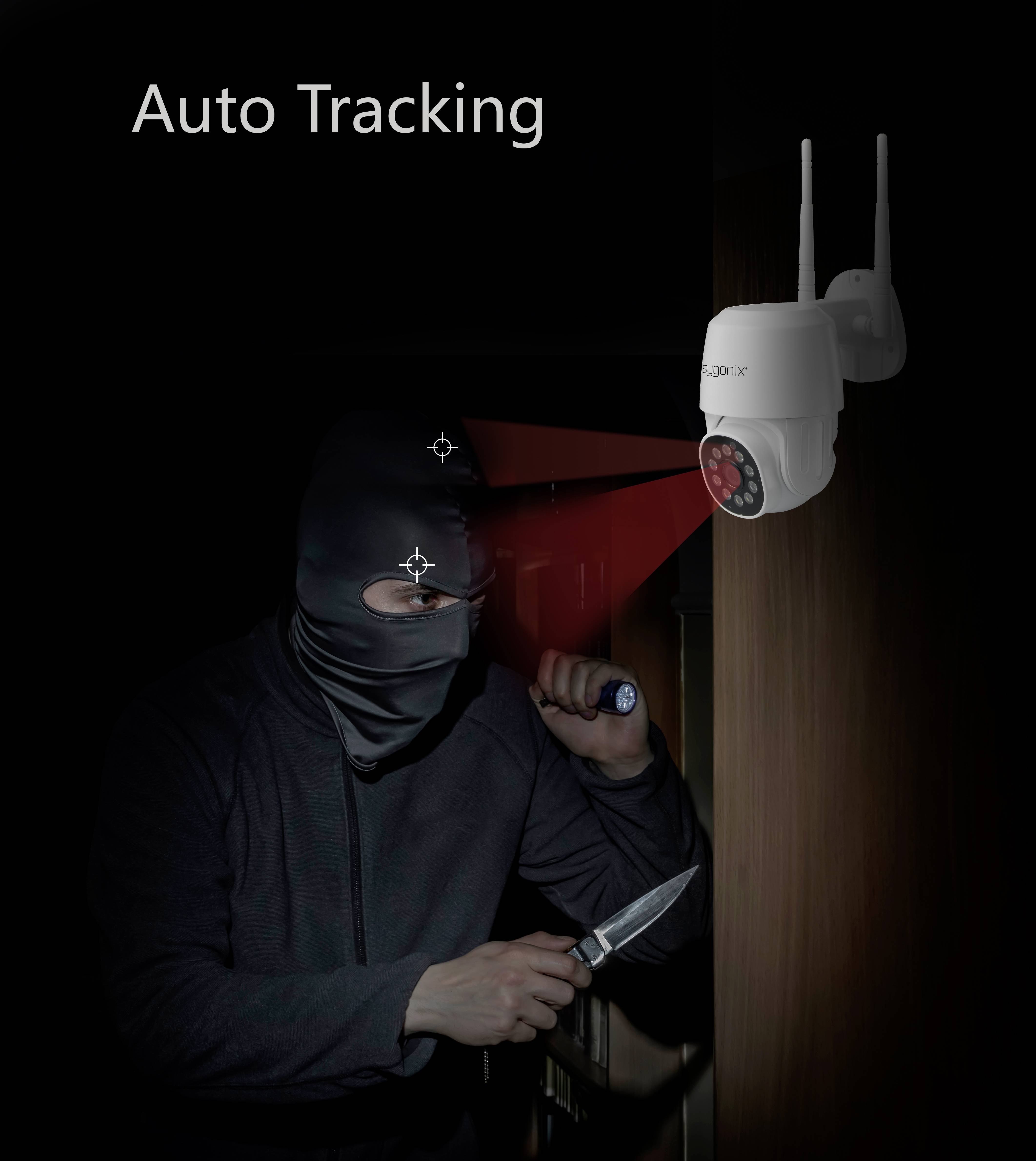 Sygonix PTZ WLAN SY-4760960 LAN, WLAN IP Überwachungskamera 1920 x 1080 Pixel