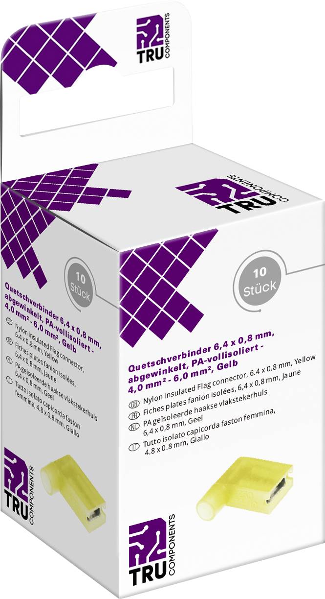 TRU COMPONENTS T2010C367 Quetschverbinder-Sortiment Steckbreite: 6.4 mm Steckdicke: 0.8 mm 90 ° Vol