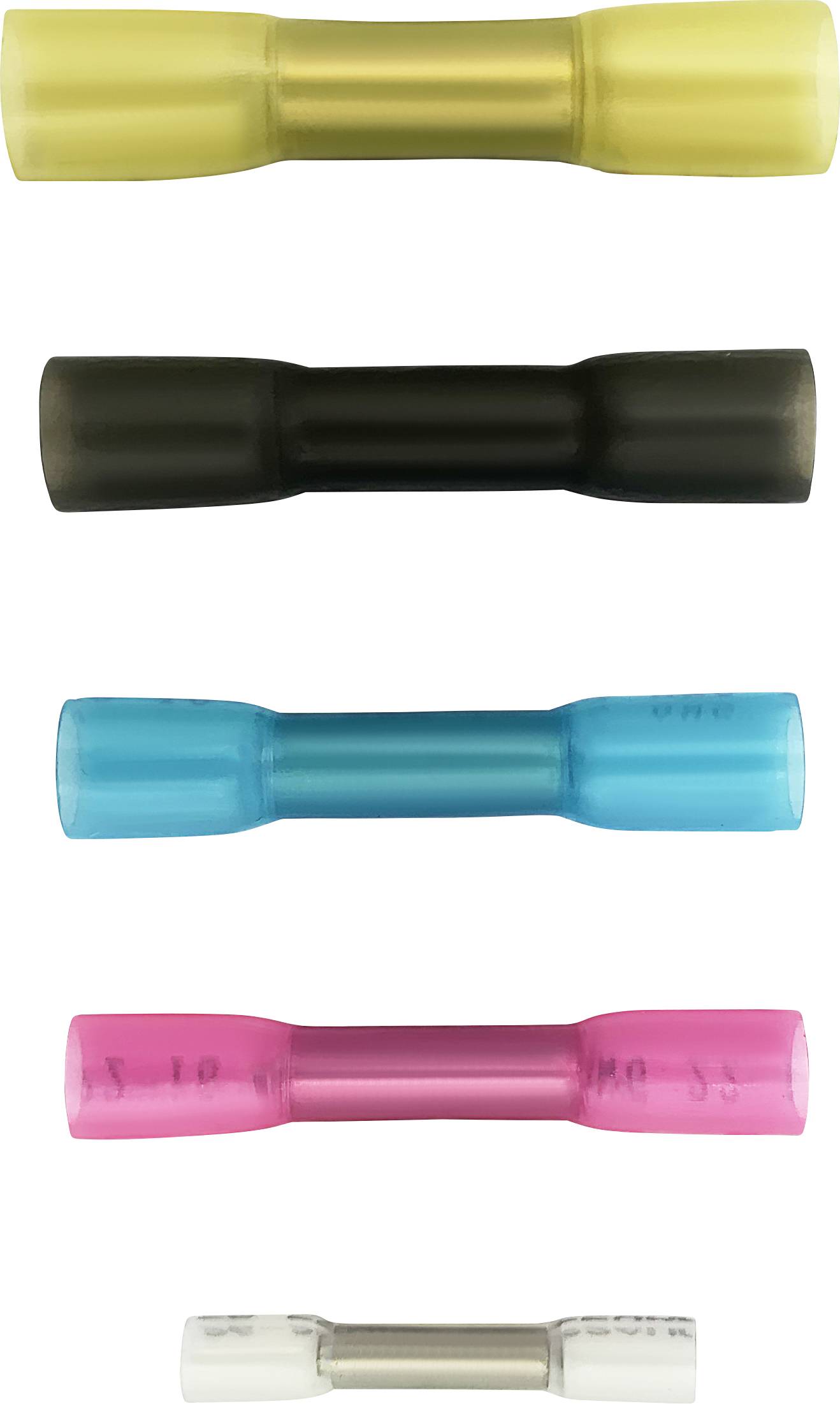 Quadrios 2011C397 Stoßverbinder mit Schrumpfschlauch 0.3mm² 6mm² Vollisoliert Weiß, Rot, Blau, Schwarz, Gelb 340St.