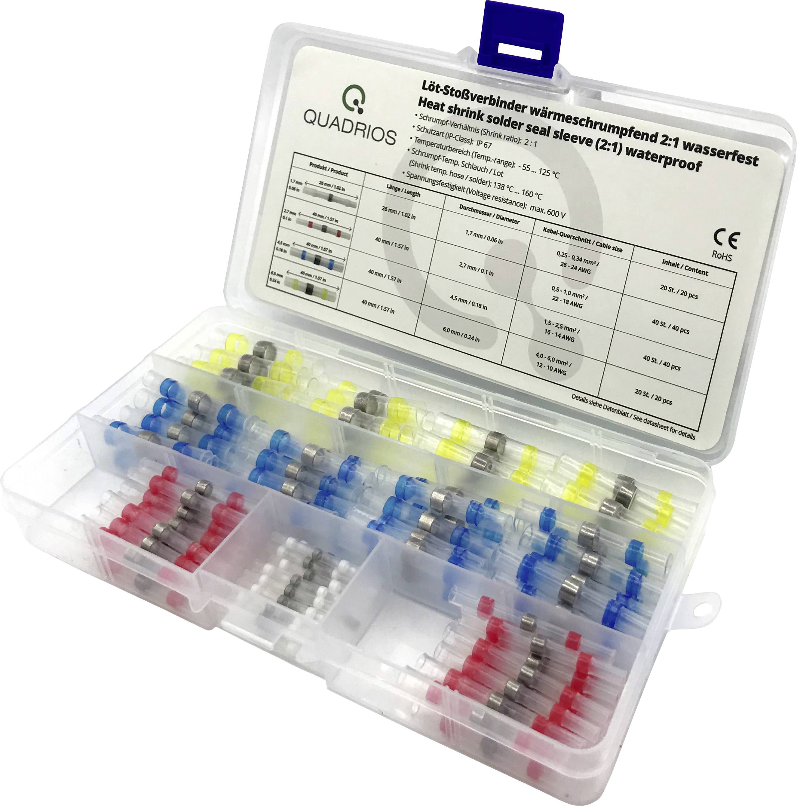 Quadrios 2011C396 Stoßverbinder 0.25 mm² 6 mm² Vollisoliert Weiß, Rot, Blau, Gelb 120 St.