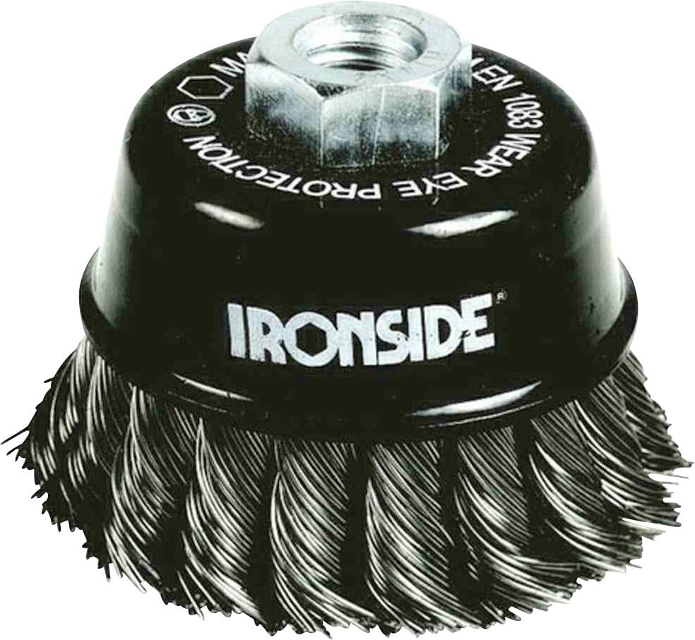 IRONSIDE Topfbürste Stahl Ø 80 mm, für Winkelschleifer, gezopfter Draht, mit Gewindeanschluss M14, Drahtstärke 0,50mm 243006 1St.
