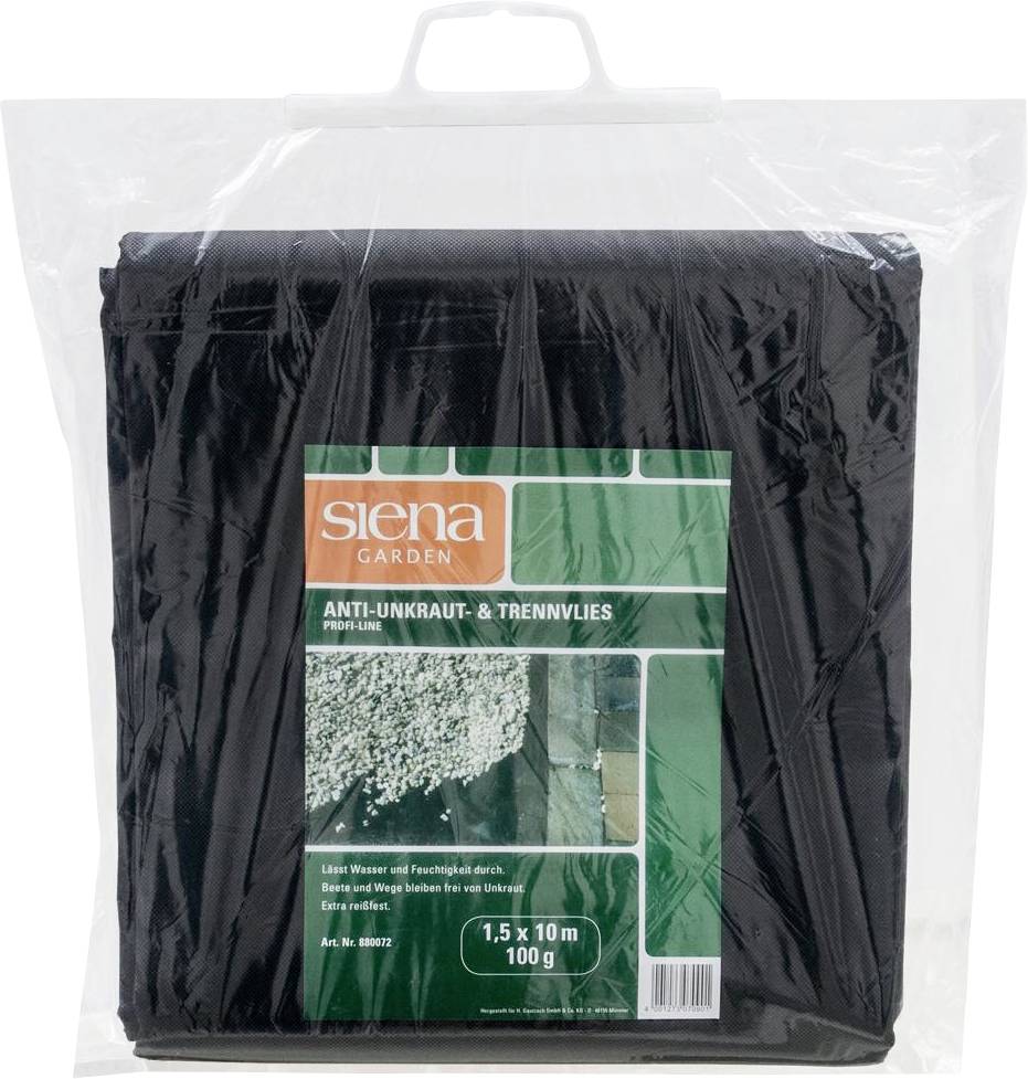Siena Garden 880072 Anti-Unkrautvlies 100g, Maße: 1,5x10m Farbe: schwarz 15m²