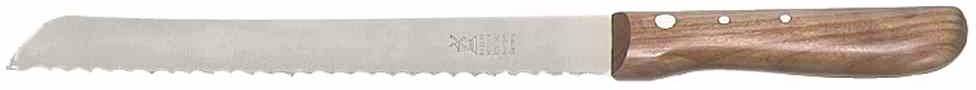 Brotschneidemesser mit gezackter Klinge und Holzgriff.