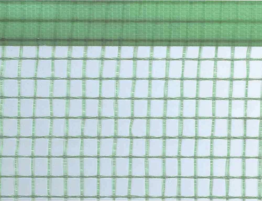 Grünes Gittergewebe, diagonale Streifen, deckt die gesamte Fläche gleichmäßig ab.