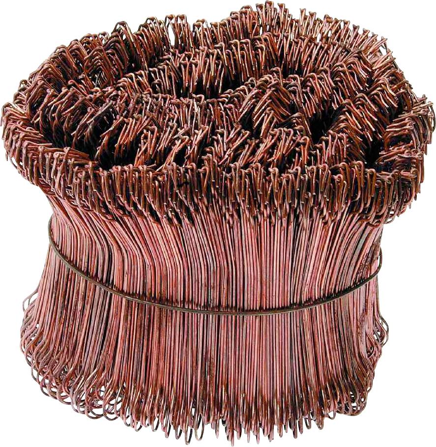 Ein Bündel roter Metalldrähte, eng zusammengebunden, in einer zylindrischen Form.