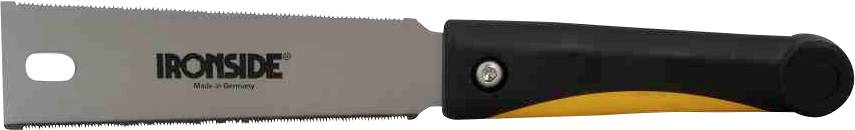 Handsägew mit schwarzem Griff und 'IRONSIDE'-Aufschrift auf der Klinge, hergestellt in Deutschland.