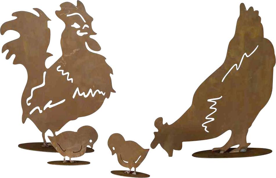 Siena Garden Dekofigur Hühnerfamilie Stahlblech Braun