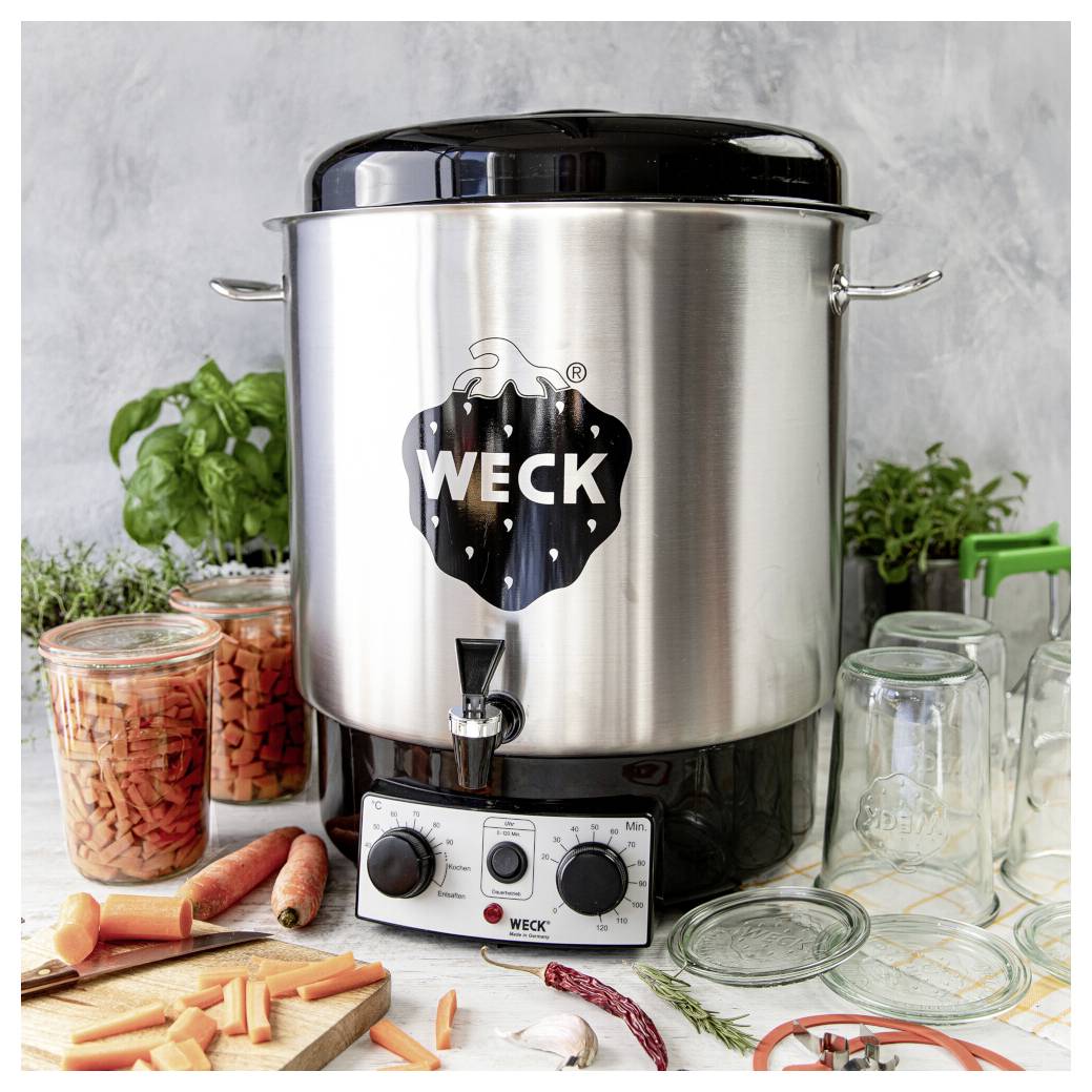 WECK Einkoch-/Heißgetränkeautomat mit Entsafter Edelstahl, Schwarz