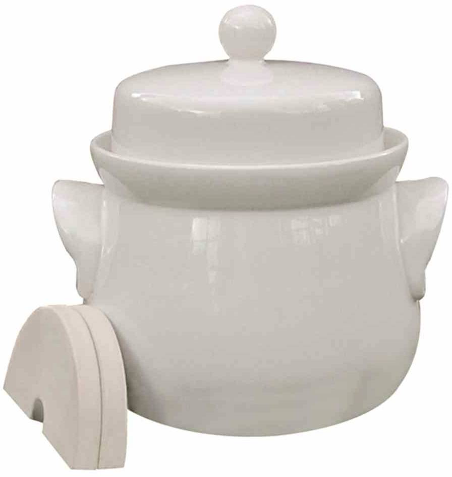 3203 Mini-Gärtopf creme 3,0l mit Deckel und Steinen Gärtopf