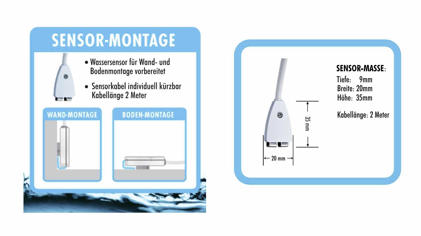 Protector 15021 WA-11 Wassermelder mit WIFI-Alarmweiterleitung mit externem Sensor netzbetrieben