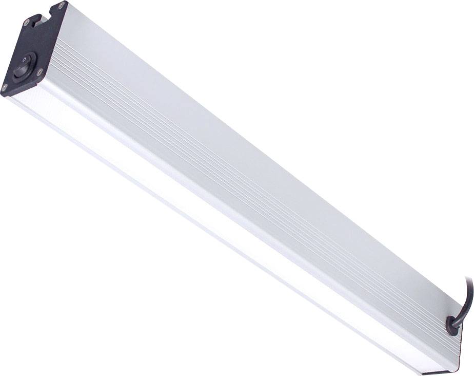 Aluminium LED-Lichtleiste mit schwarzem Kabel, zeigt eine moderne Beleuchtungsoption für Räume und Akzentbeleuchtung.